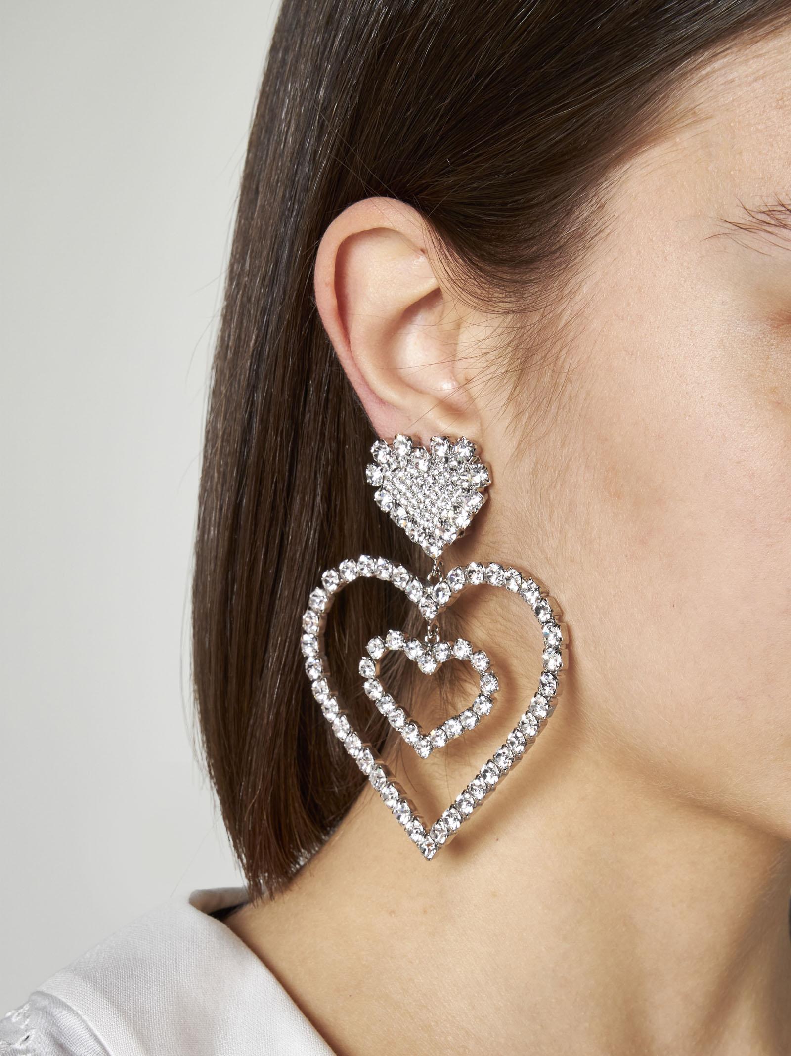 Alessandra Rich Double Hearts Earrings in White Lyst