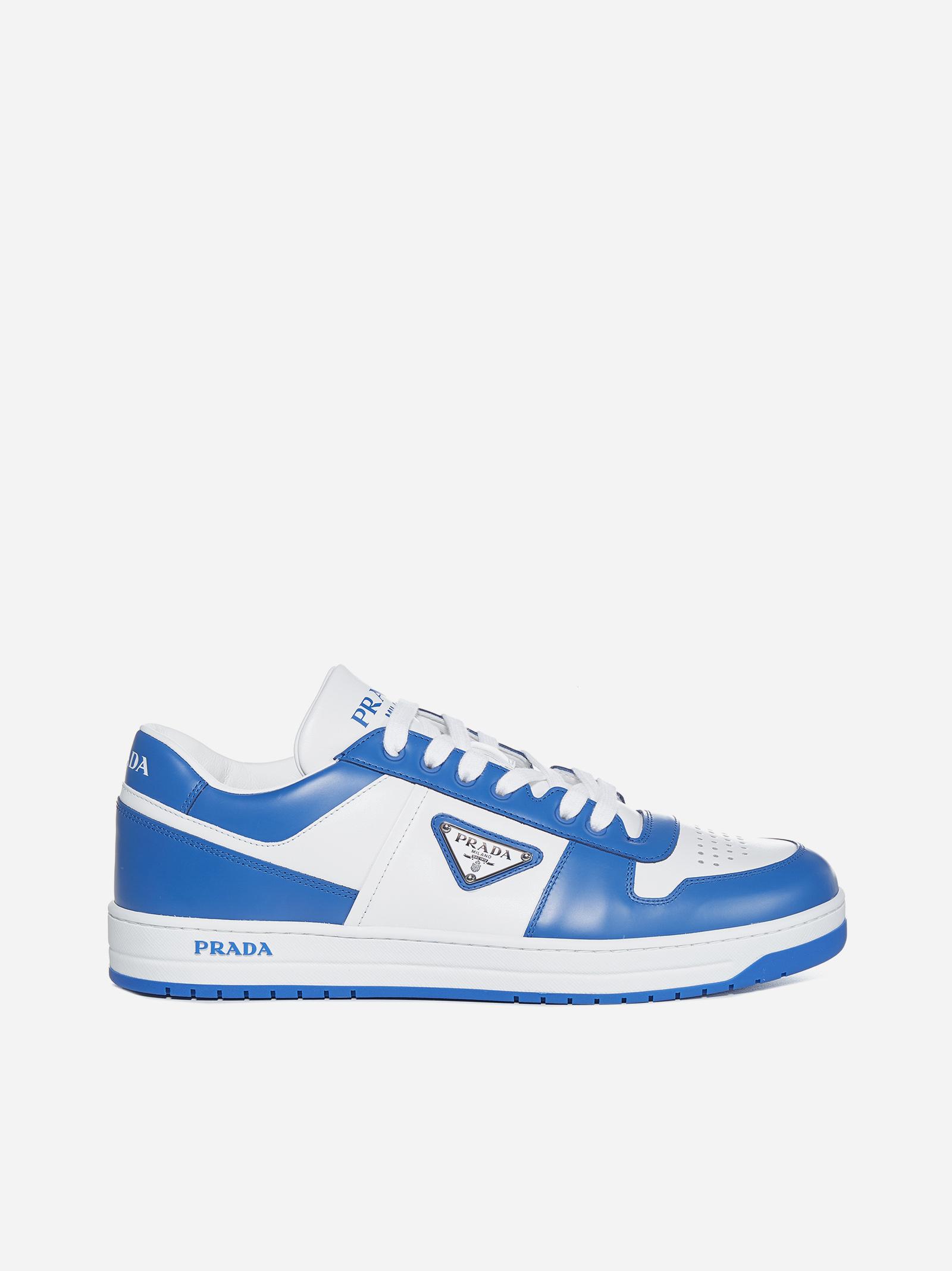 Prada Downtown Leather Sneakers in Blue Lyst