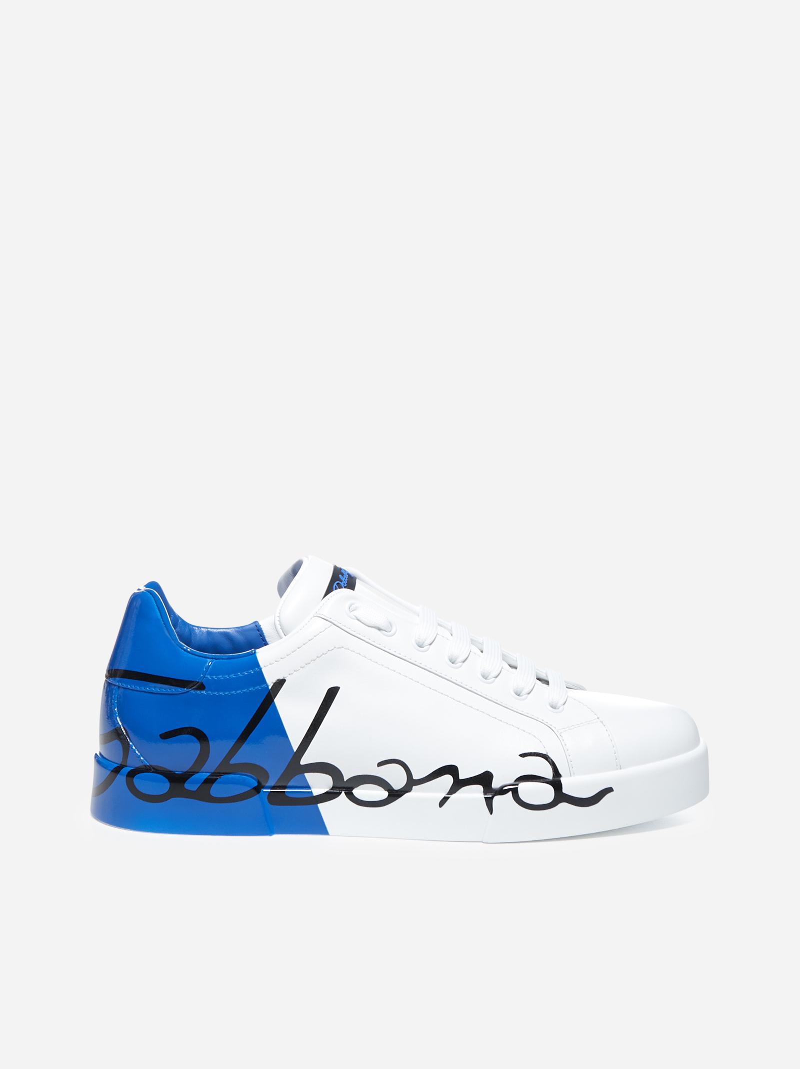Dolce & Gabbana Portofino Logo Calfskin And Patent Leather Sneakers in ...