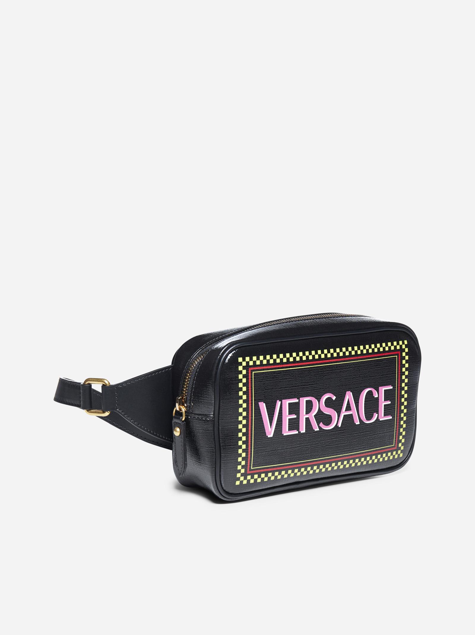 Versace Logo Canvas Fanny Pack in Black | Lyst