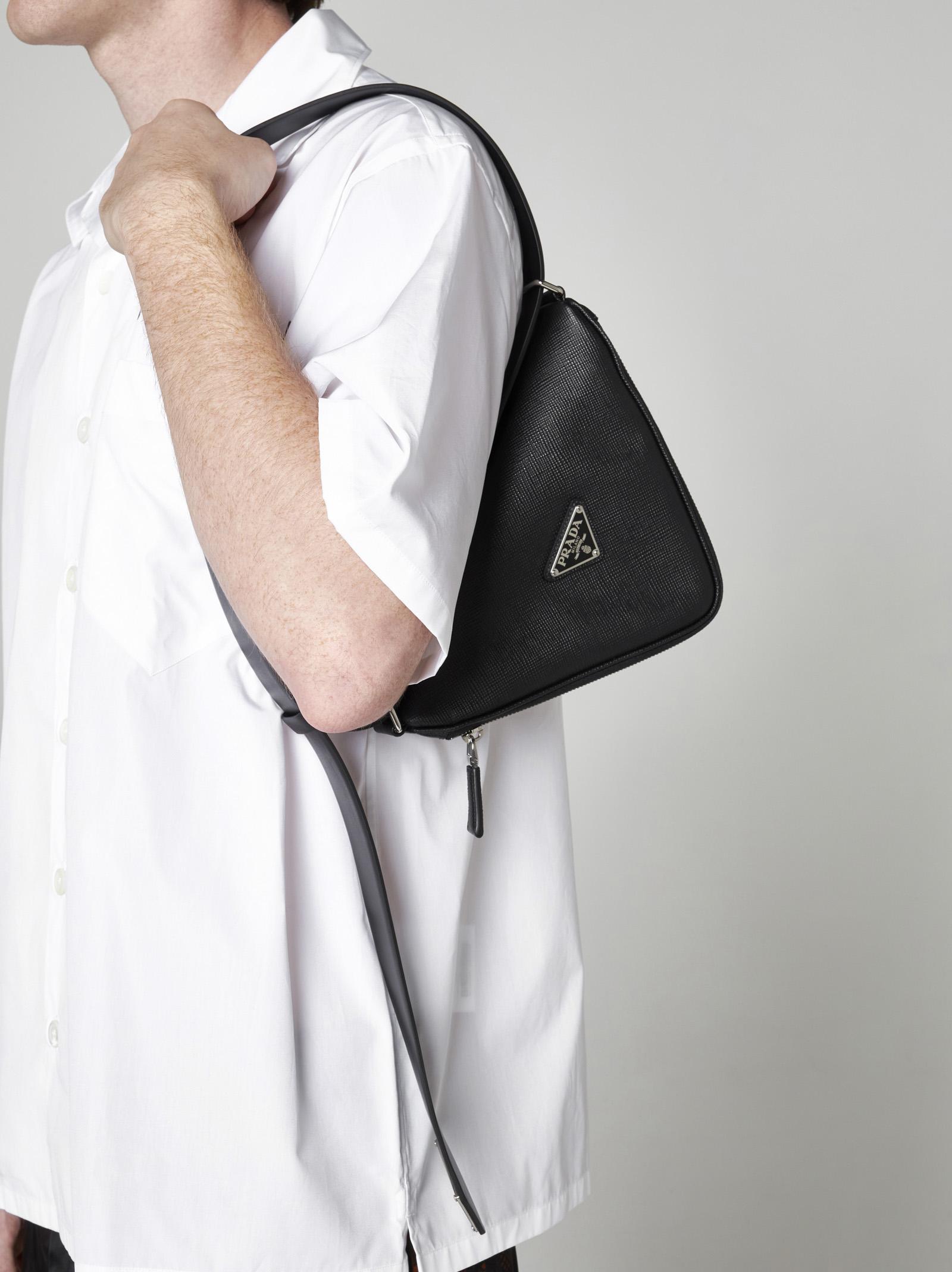 Prada Triangle Saffiano Leather Shoulder Bag - Farfetch