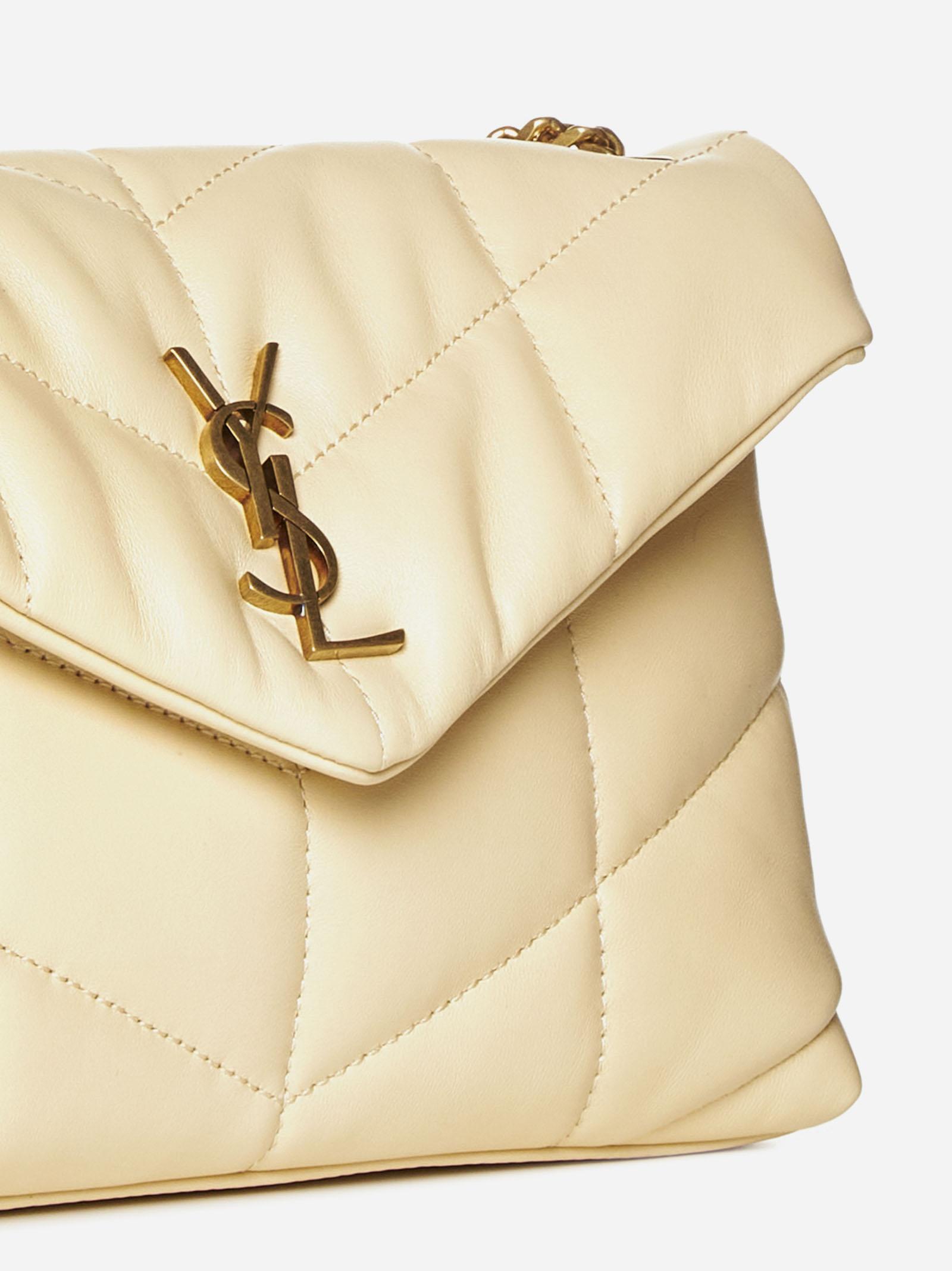 SAINT LAURENT: Puffer Toy quilted leather bag - Beige