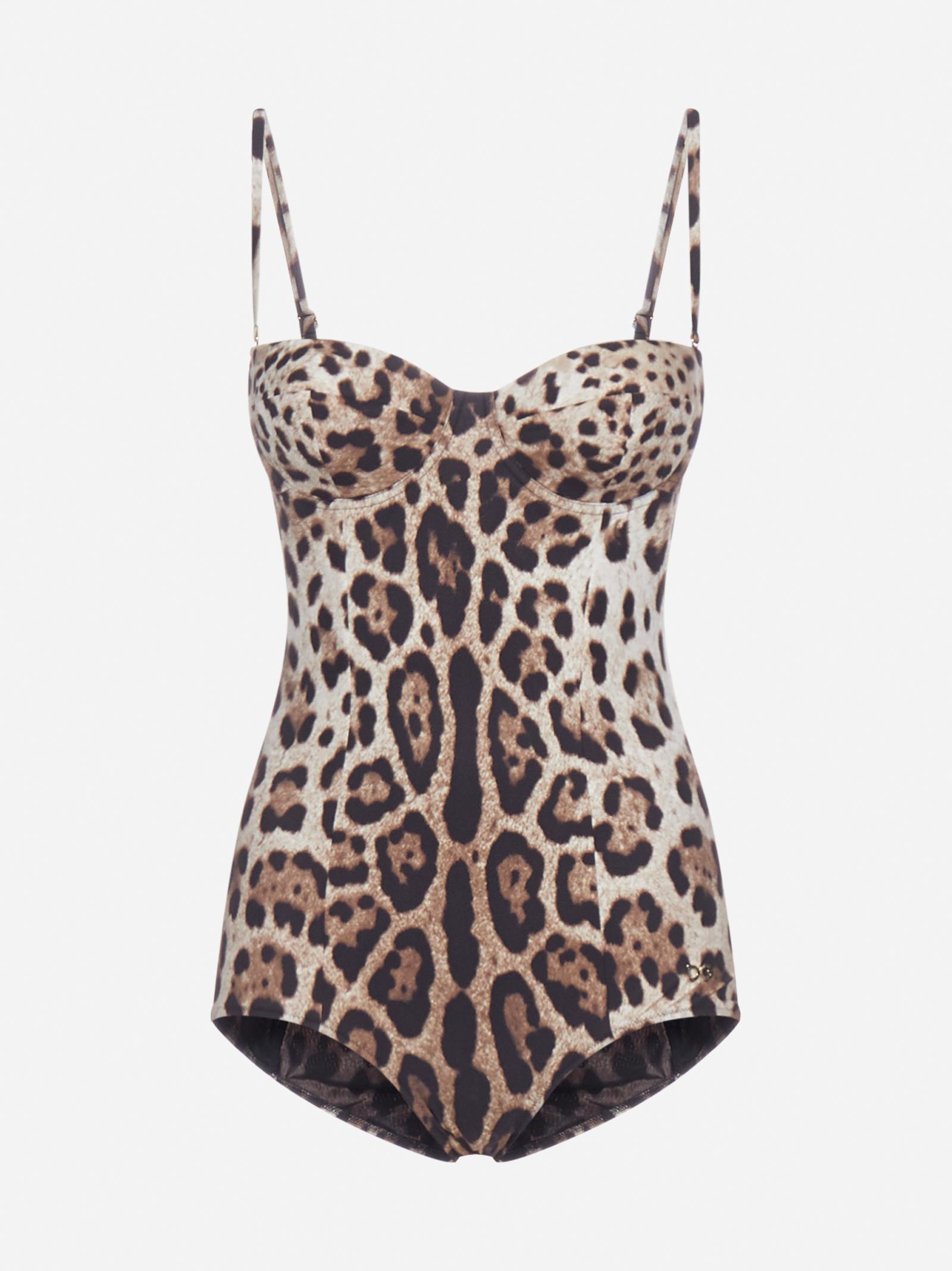 Dolce & Gabbana Leopard Print Swimsuit - Lyst