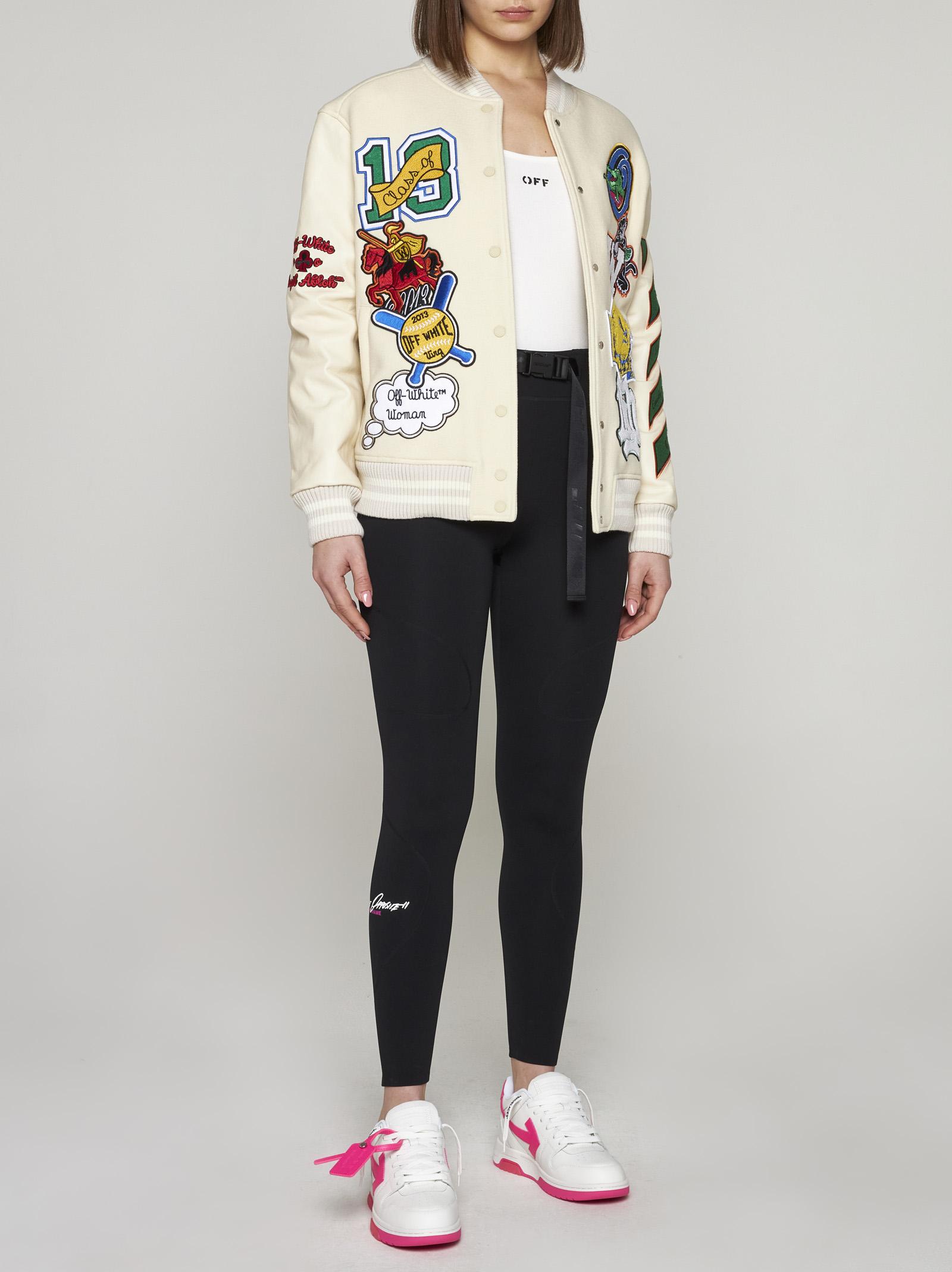 Off-White Bomber Jacket with Patches