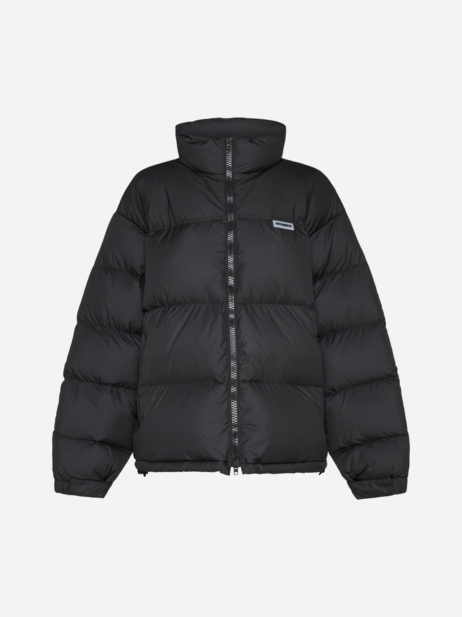 Vetements Logo Quilted Nylon Puffer Jacket in Black | Lyst UK