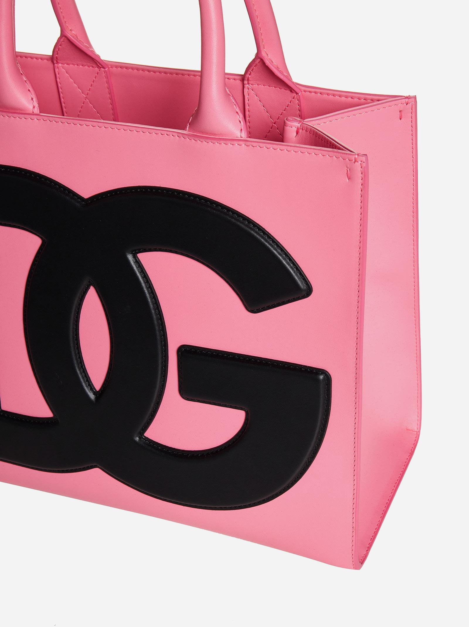 Dolce & Gabbana Dg Logo Leather Tote Bag in Pink