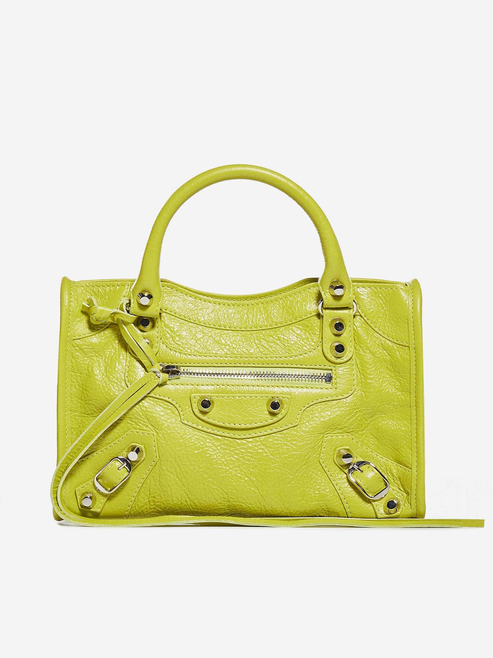 Balenciaga Mini City Leather Bag in Yellow | Lyst