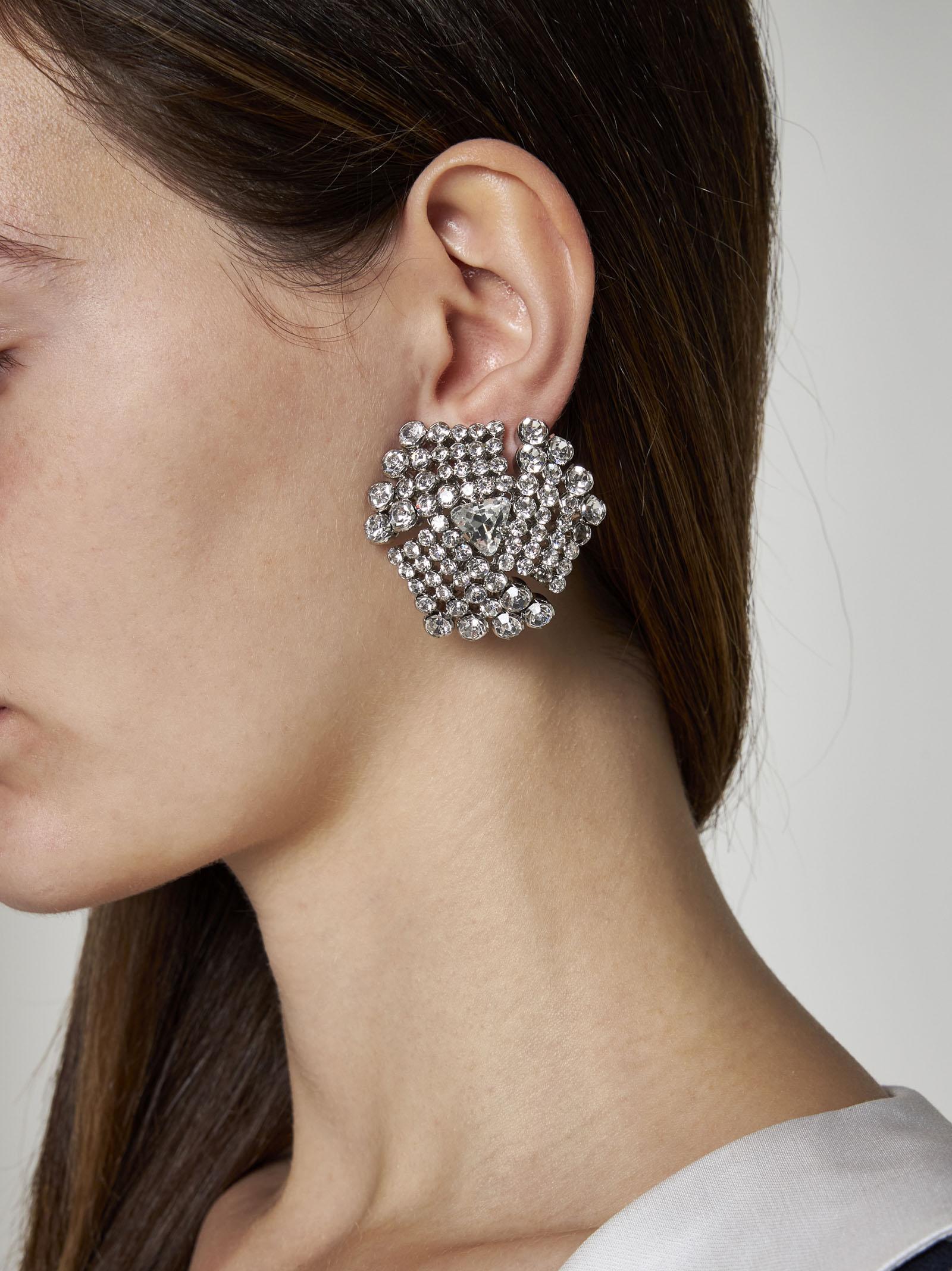 Alessandra Rich Crystal Earrings in Metallic Lyst