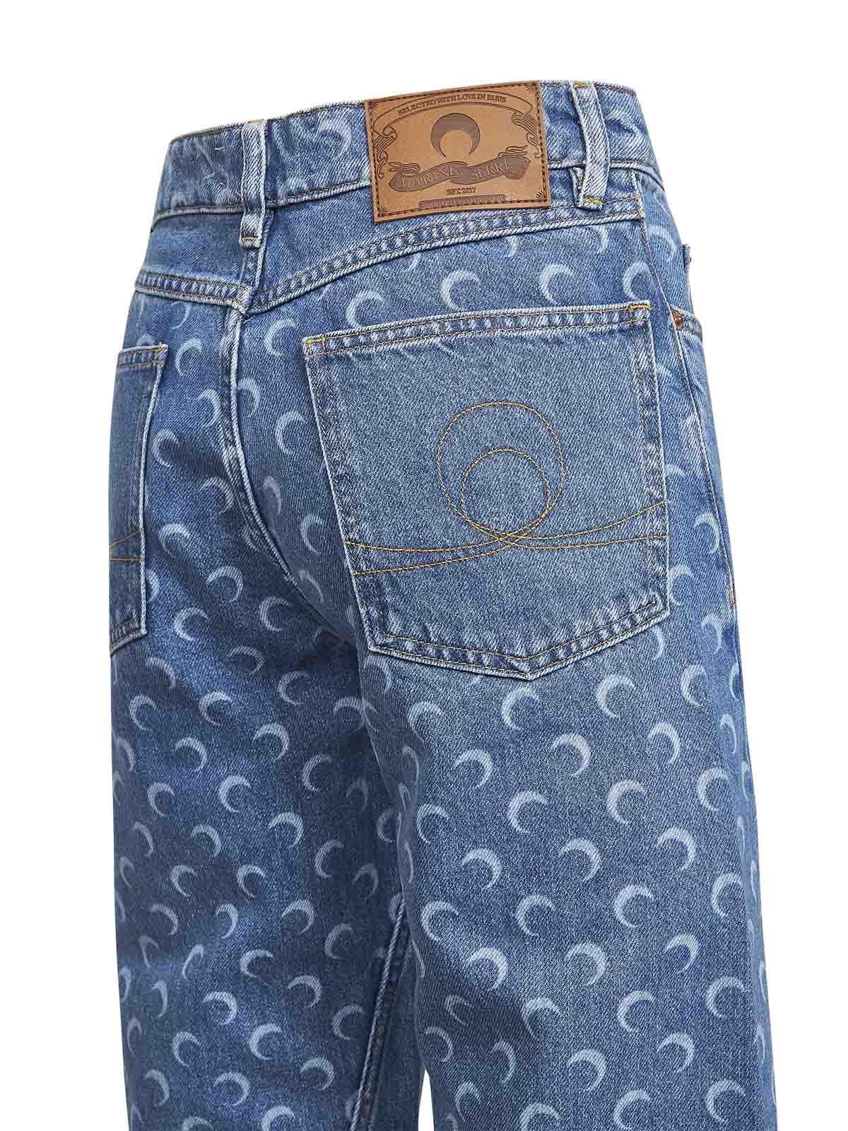 Marine Serre Denim Moon Laser Baggy Jeans in Blue | Lyst