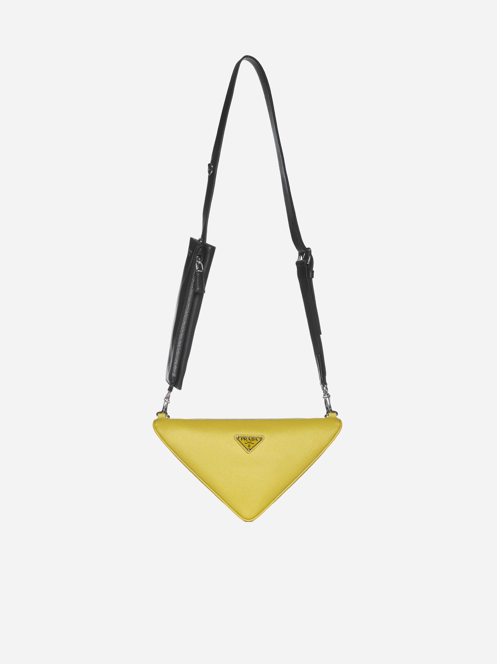 Prada Triangle Double Messenger Bag In Yellow