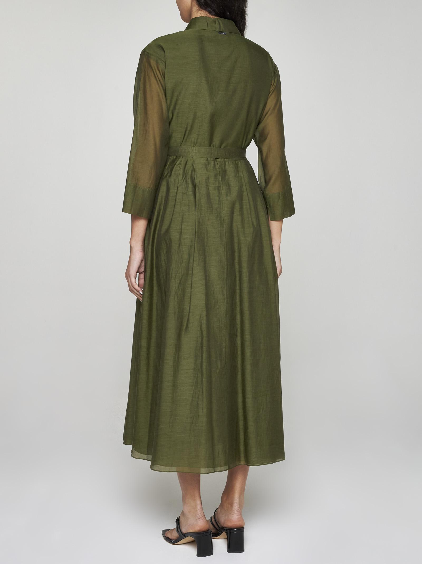Max Mara Sial Cotton And Silk Shirt Dress in Green Lyst UK