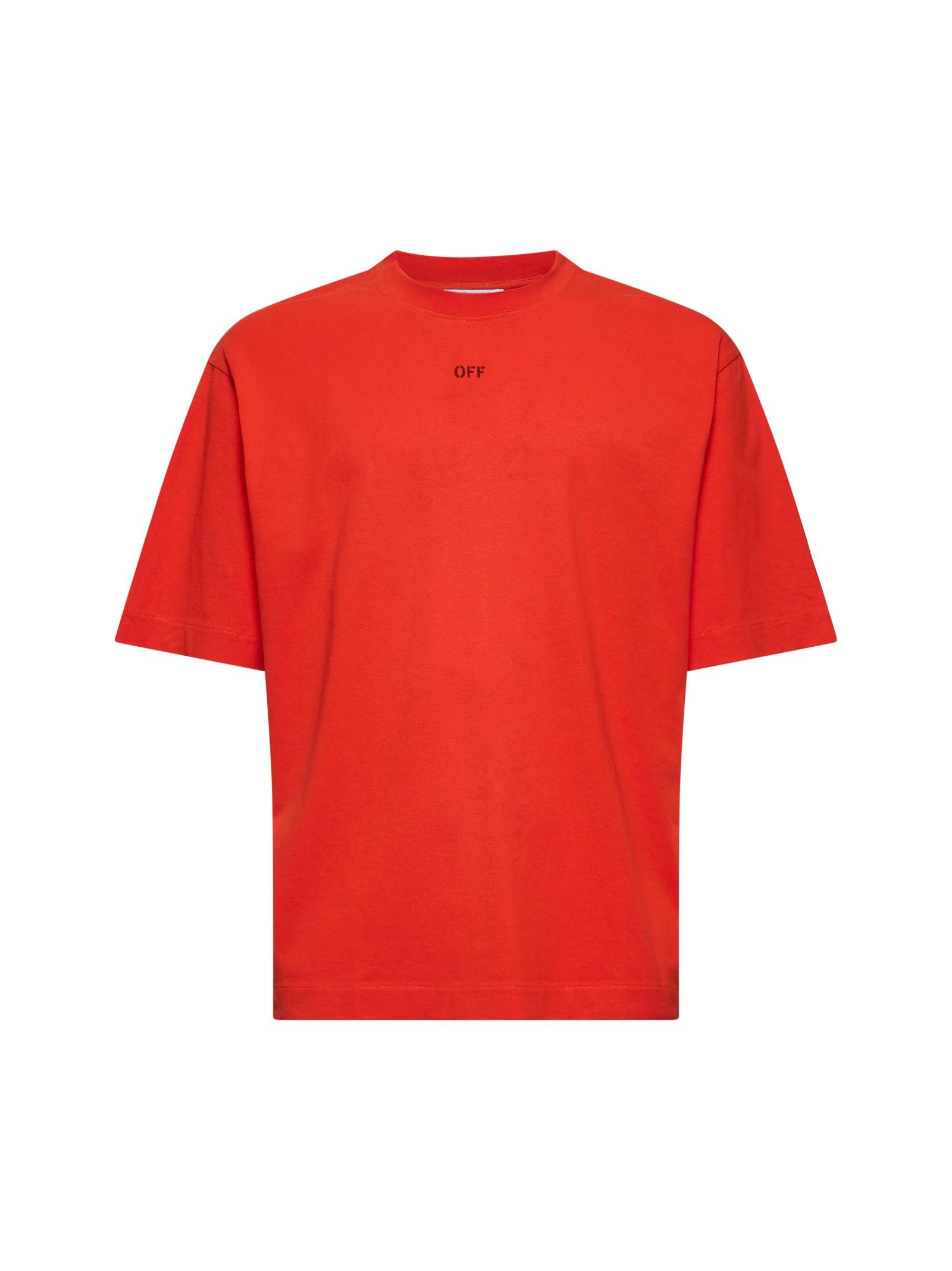 ★Off-White★ Logo Crop Short Sleeve T-Shirt Red OWAA081S23J Off-White Logo-print cotton cropped t-shirt