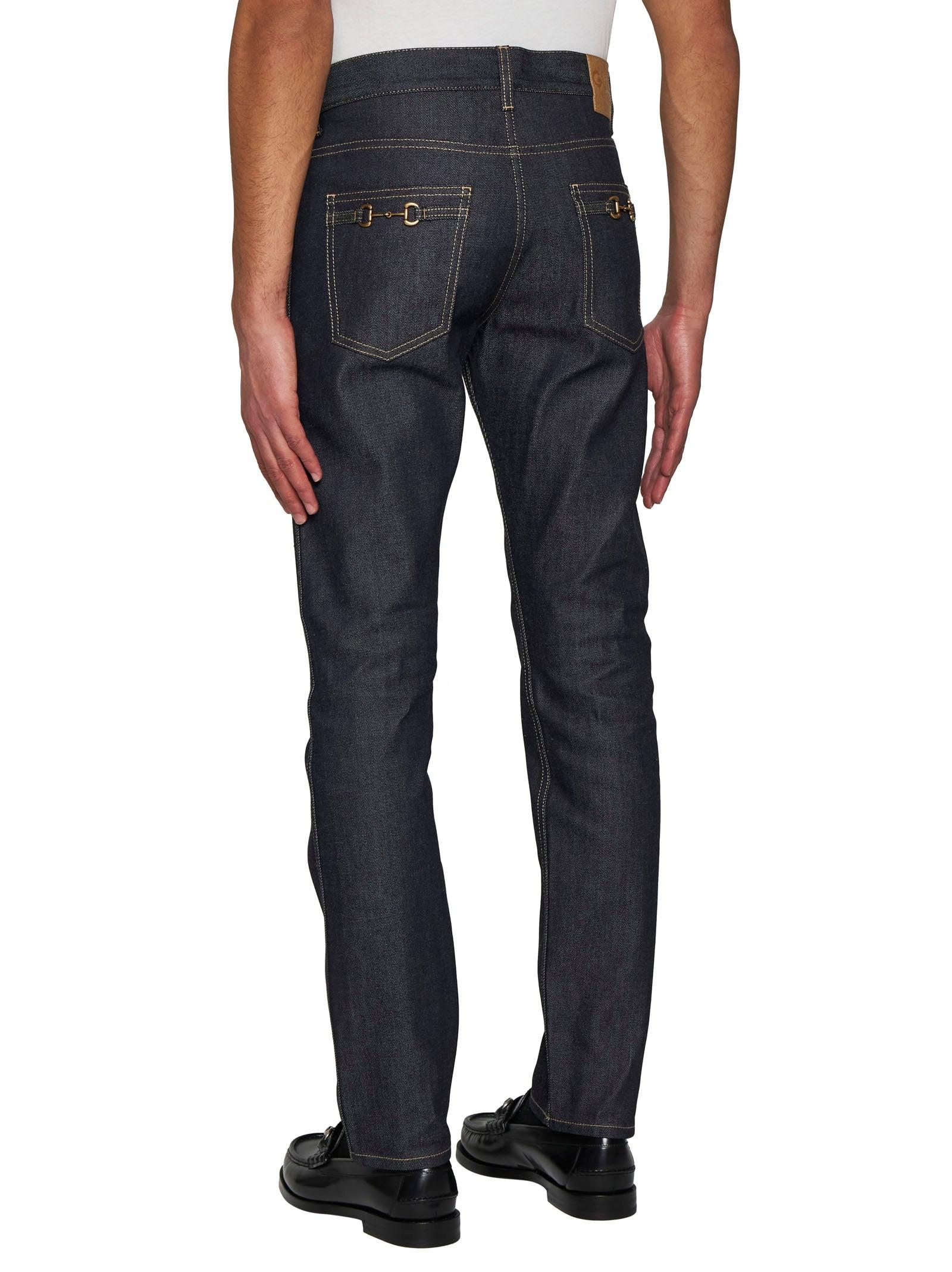 Gucci Back Horsebit Jeans in Blue for Men | Lyst
