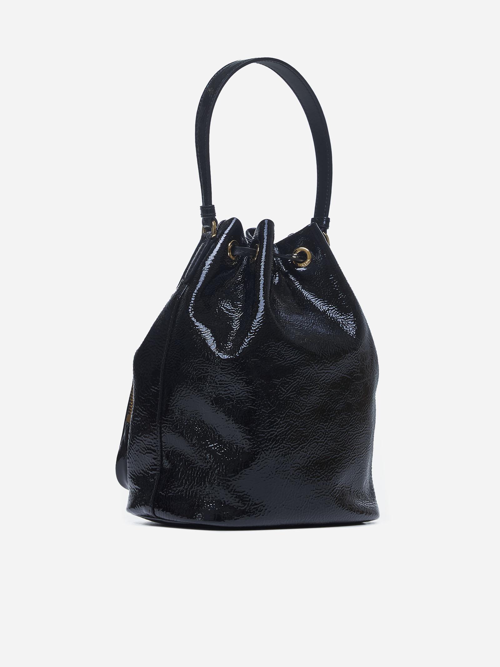Prada Duet Naplak Patent Leather Bucket Bag in Black | Lyst UK