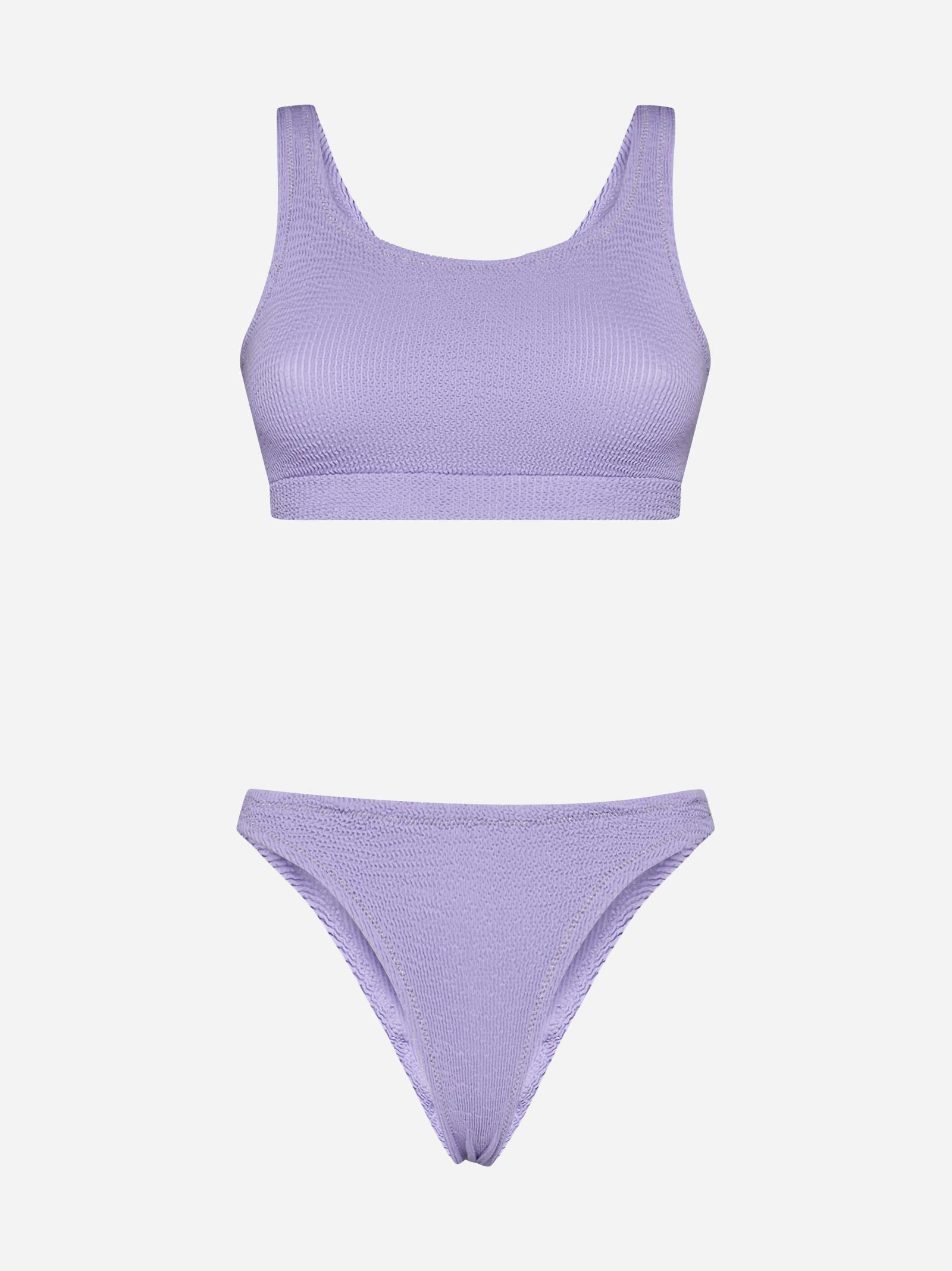 Reina Olga Ginny Crinkle Fabric Bikini in Purple | Lyst