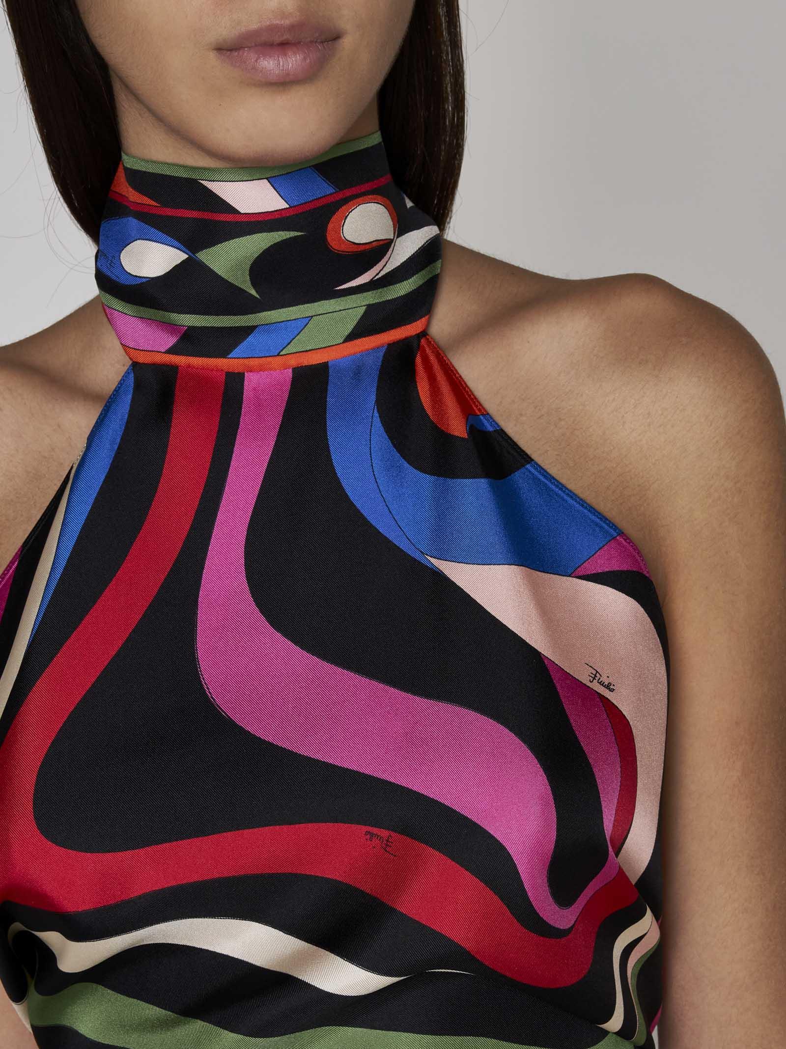 Emilio Pucci Abstract-Print Silk Halter Scarf Top