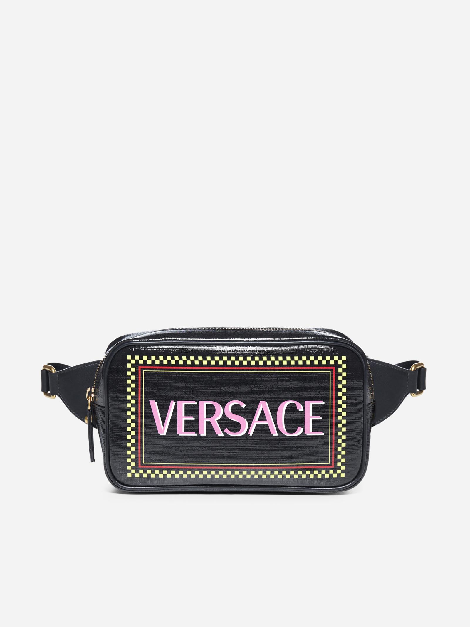 Versace Black Leather V Greca Signature Belt Bag Versace