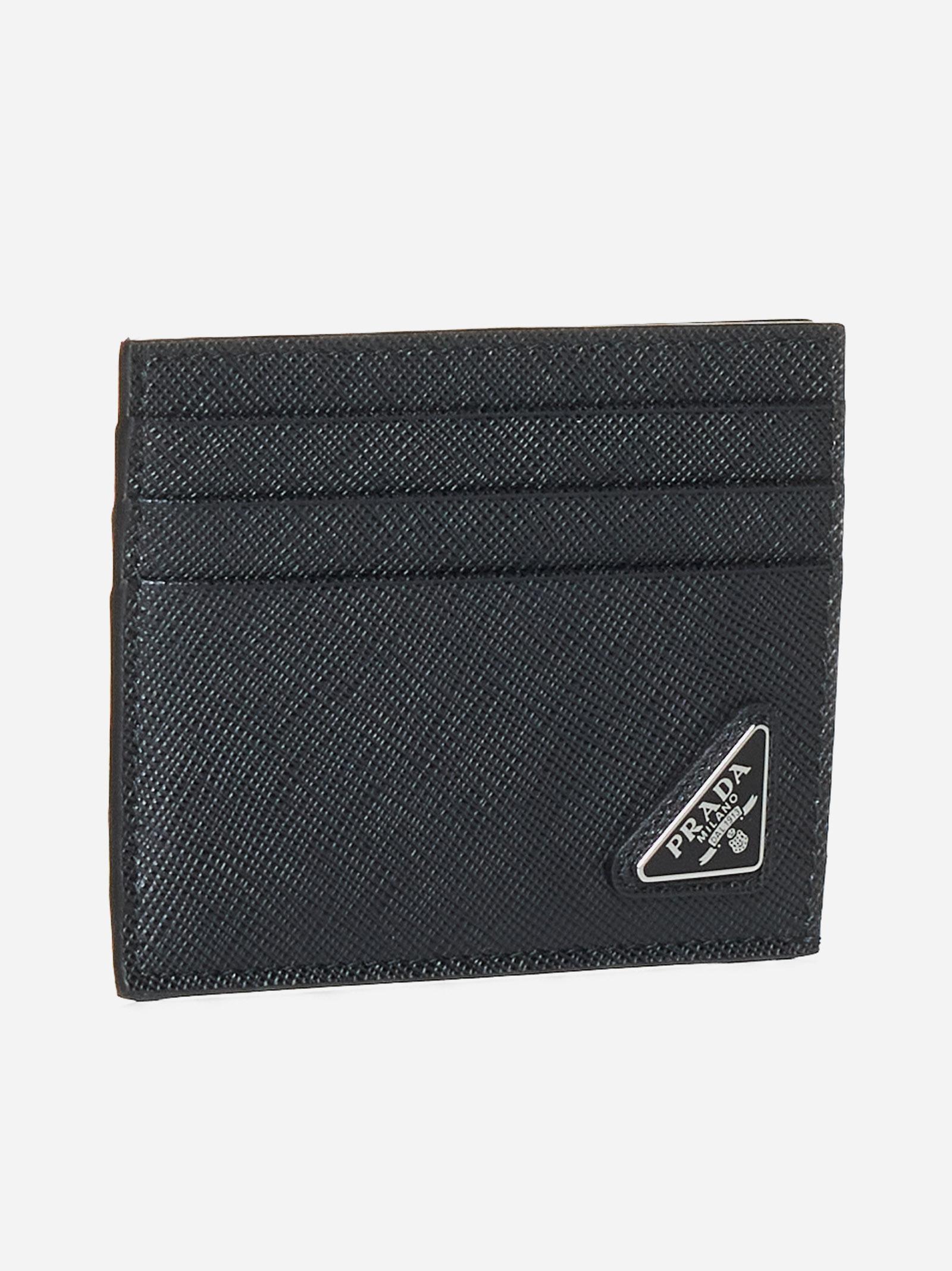 PRADA Logo-plaque saffiano leather card holder