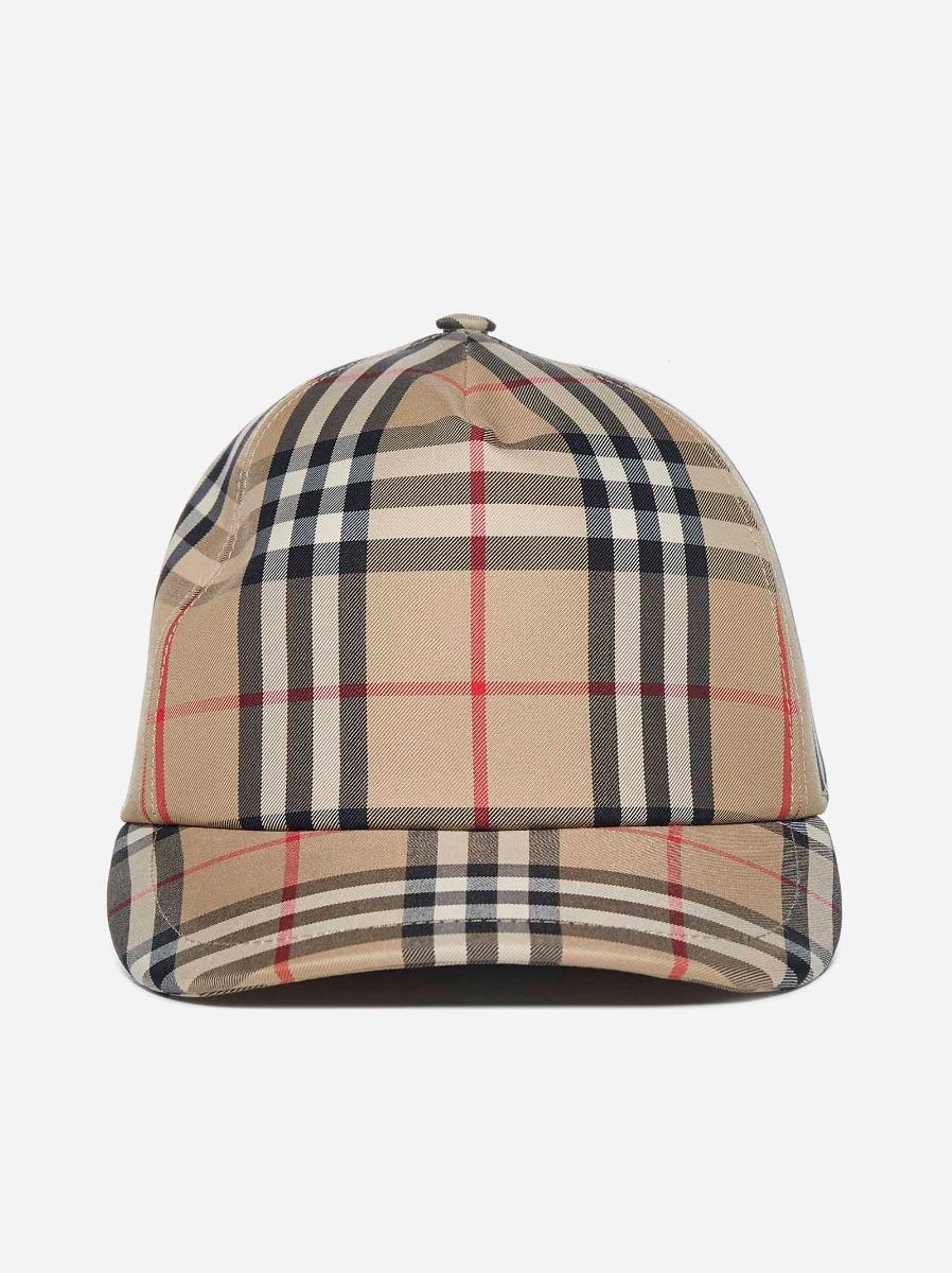 Burberry Check Print Cotton Trucker Cap in Gray for Men | Lyst