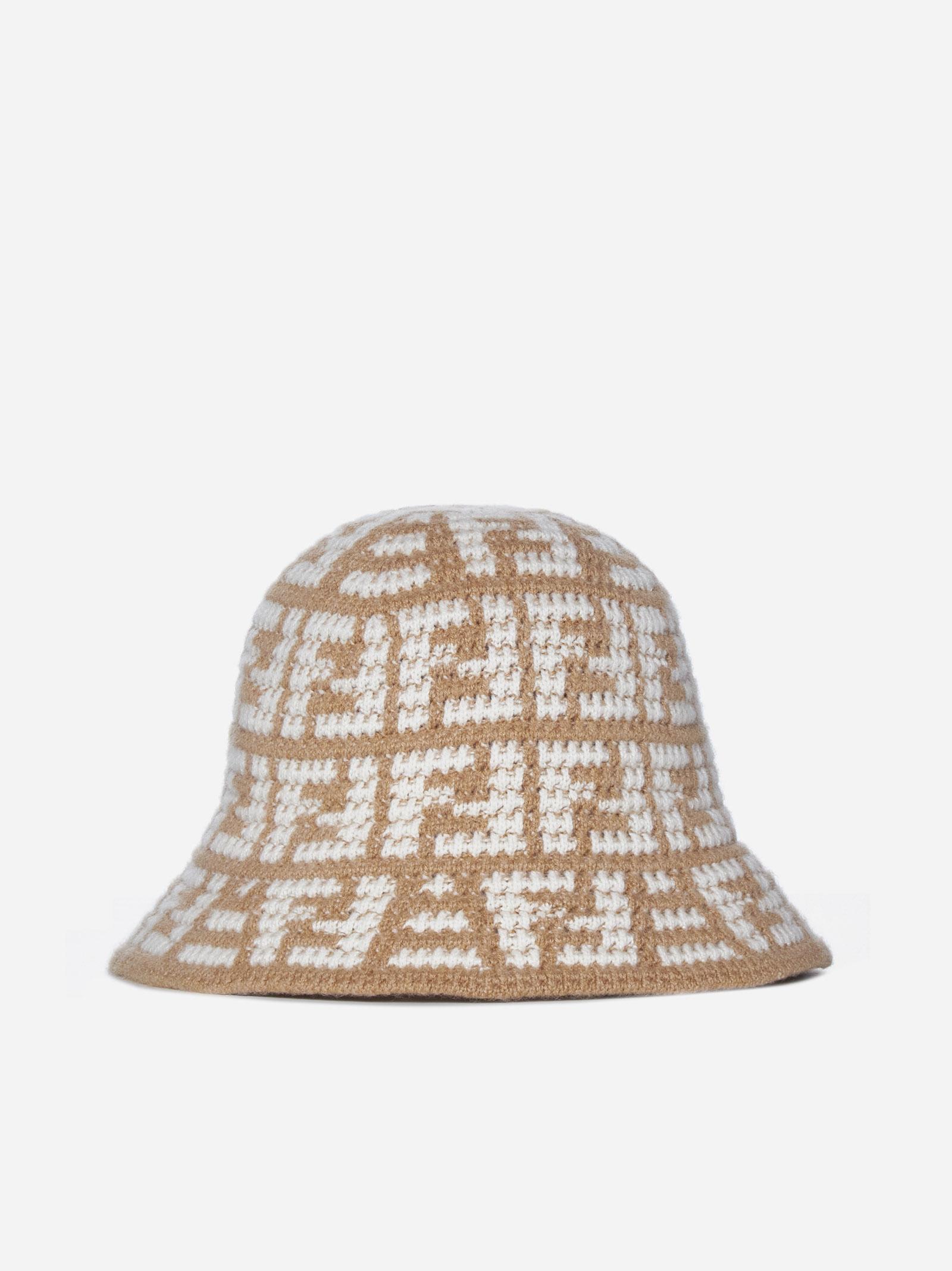 Fendi Ff Cashmere Blend Cloche Hat in Natural | Lyst