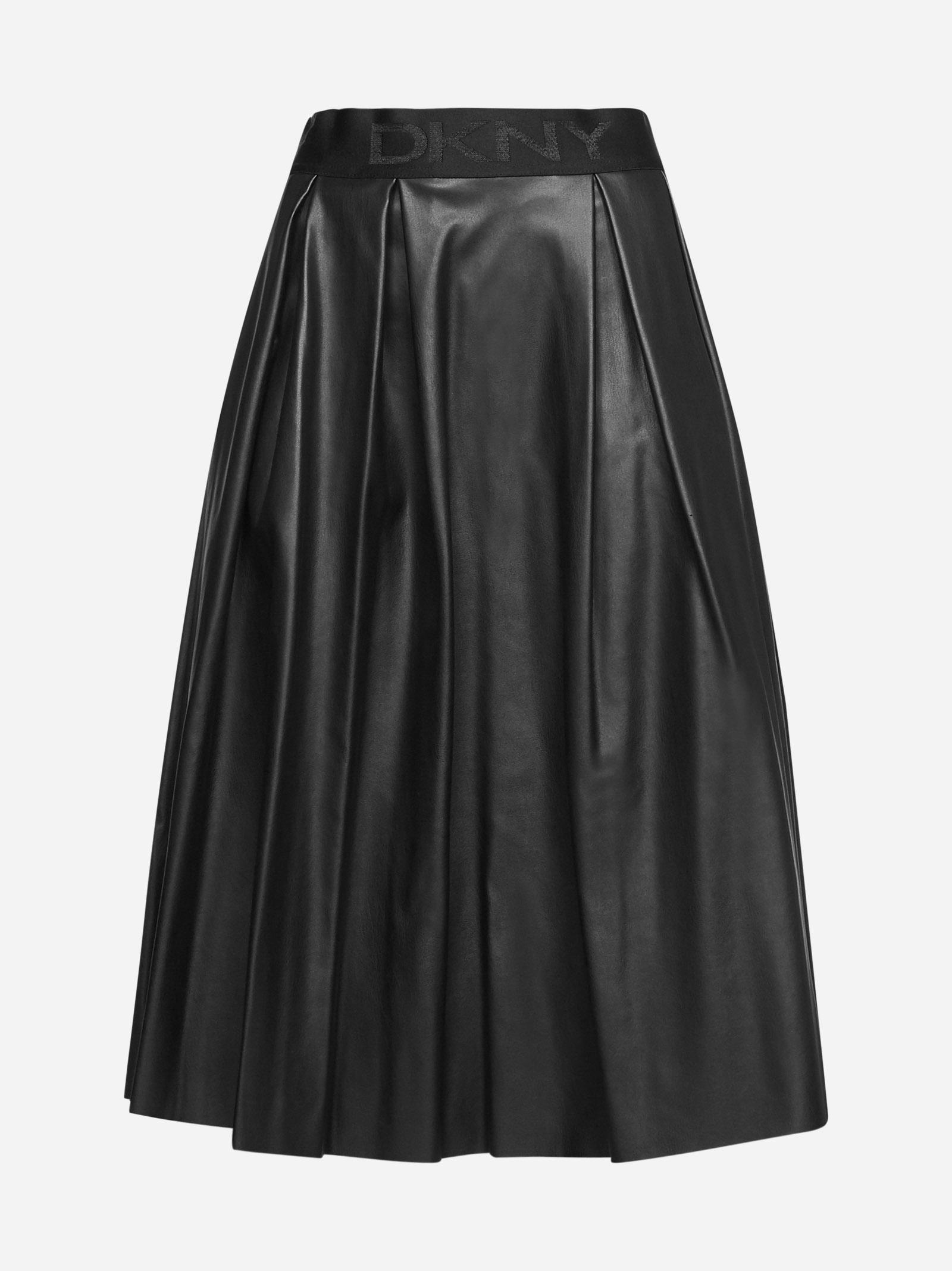 DKNY Faux Leather Midi Skirt in Black Lyst
