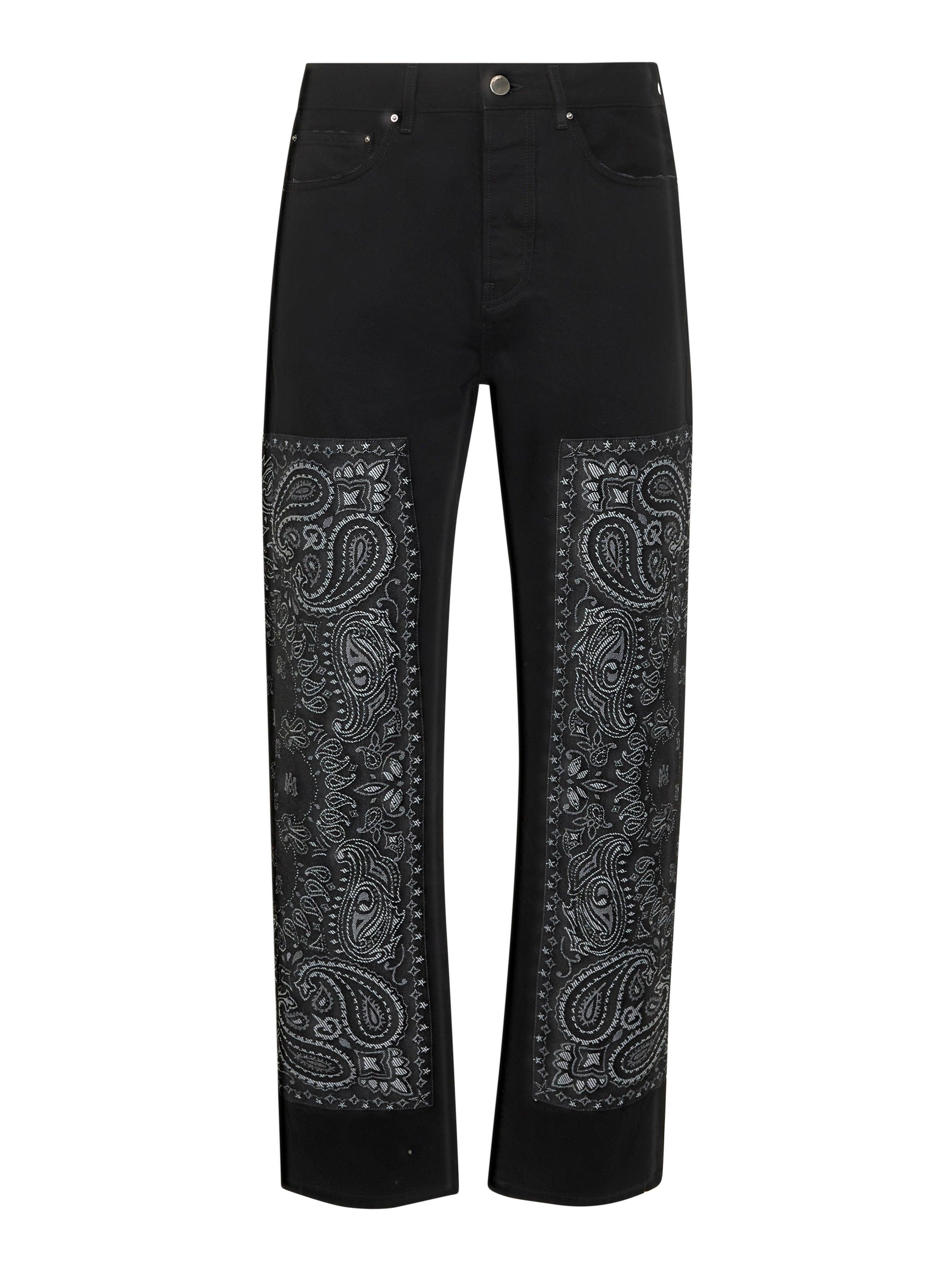 Amiri Denim Bandana Jacquard Straight Jeans in Black for Men Amiri Denim Bandana Jacquard Straight Jeans in Black for Men