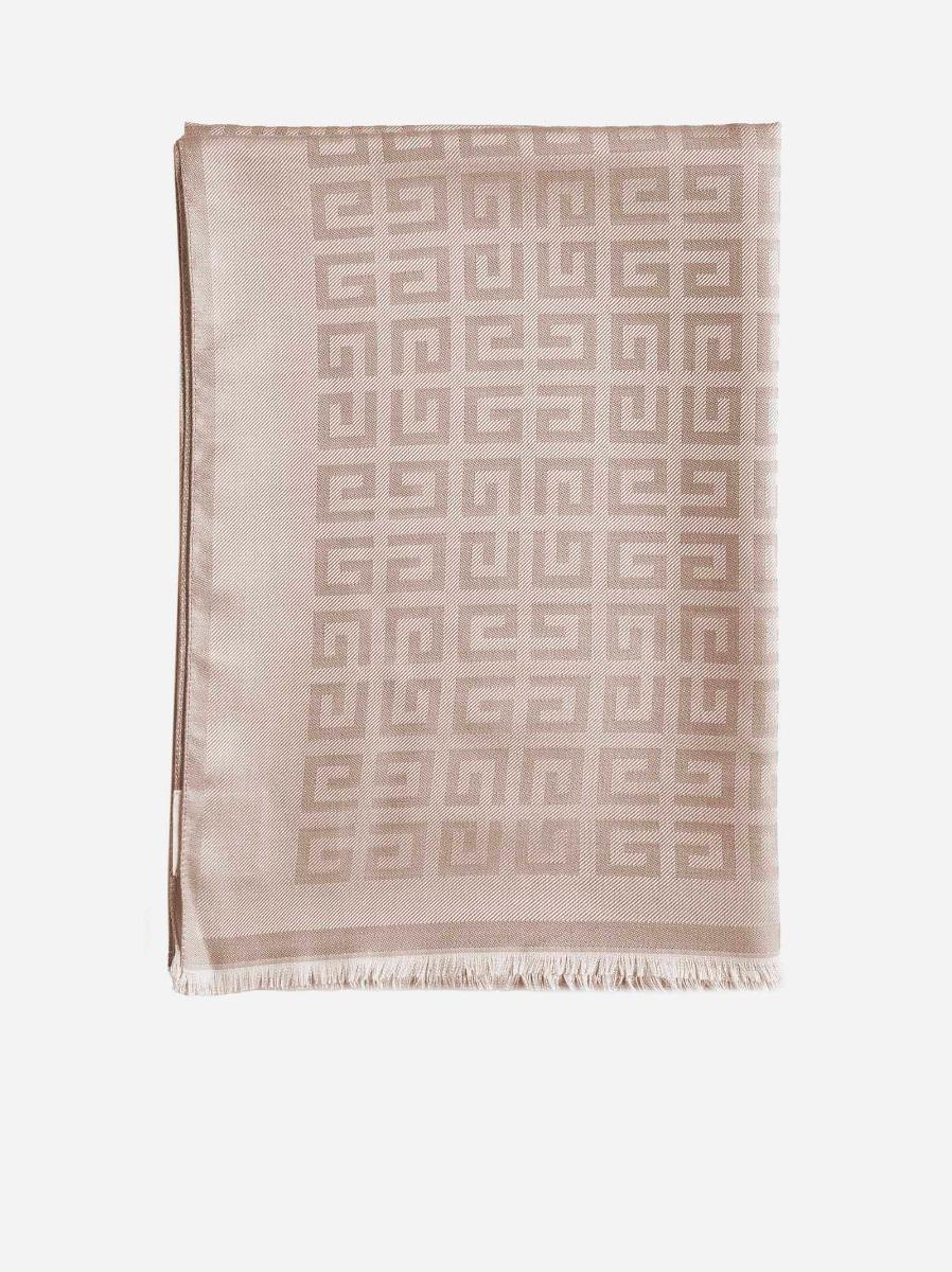Givenchy 4g Logo Silk And Cashmere Scarf in Natural Lyst