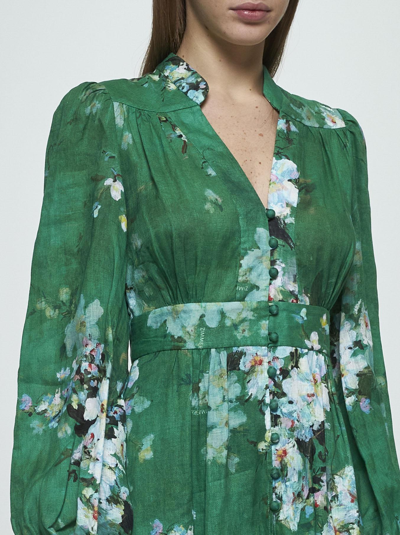 Zimmermann Linen Everley Midi Dress in Green | Lyst UK