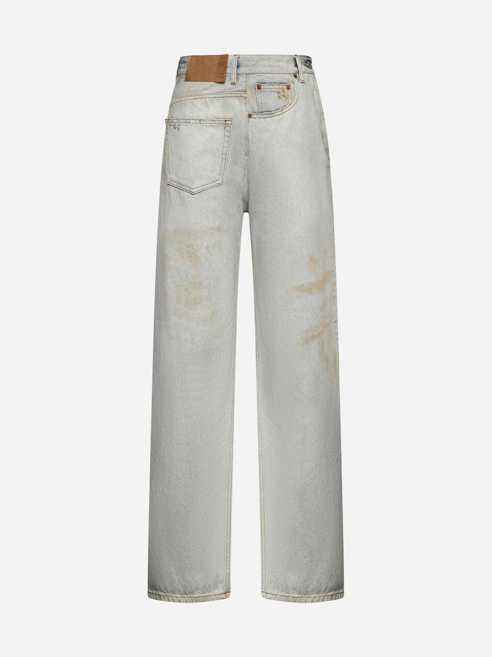 MM6 by Maison Margiela Light Blue Denim Twisted Jeans in Grey