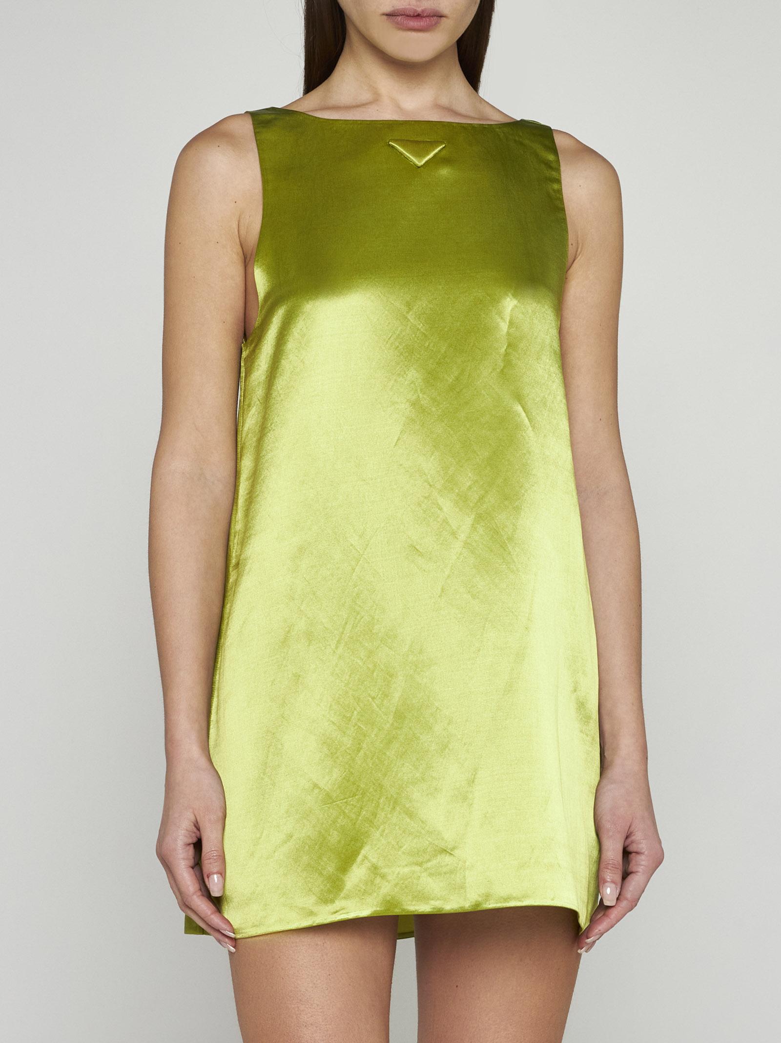 Prada Satin Mini Dress in Green | Lyst