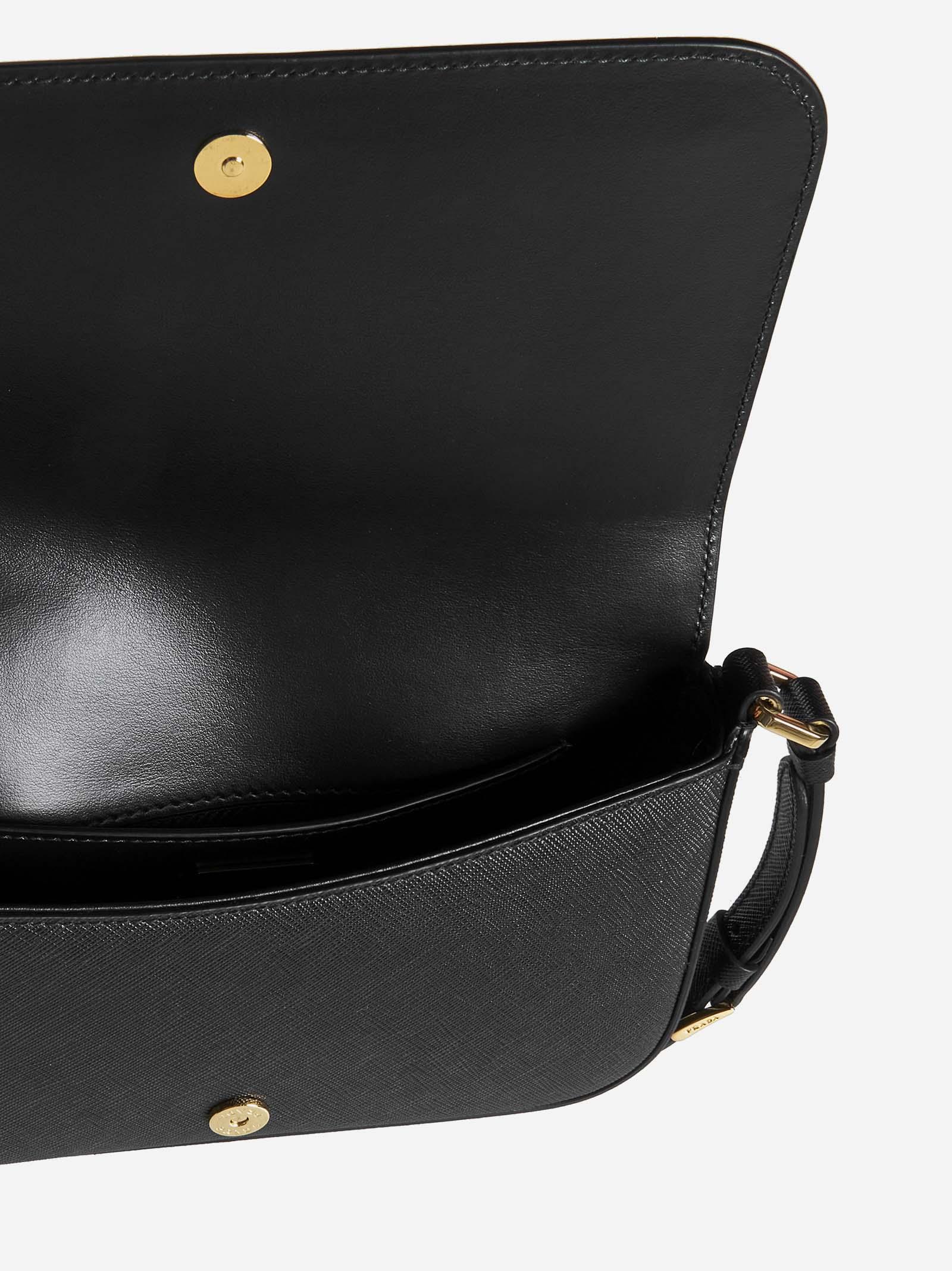 prada saffiano leather shoulder bag black
