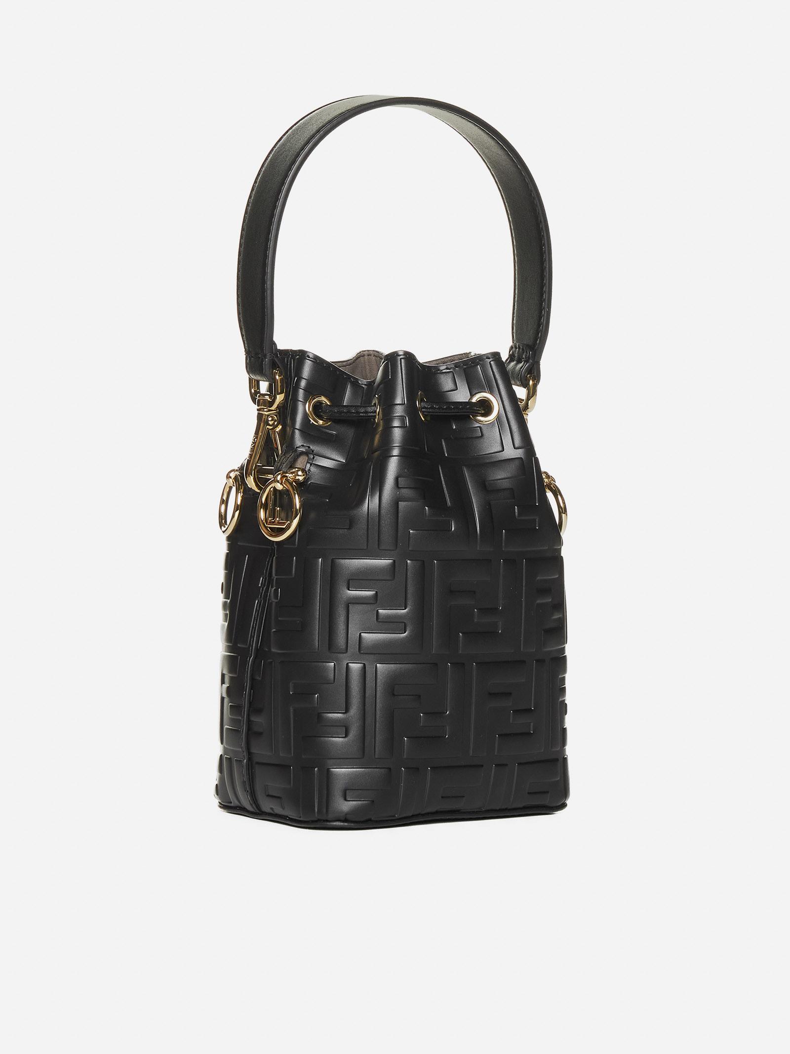 Fendi Mini Mon Tresor Ff Leather Bag in Black