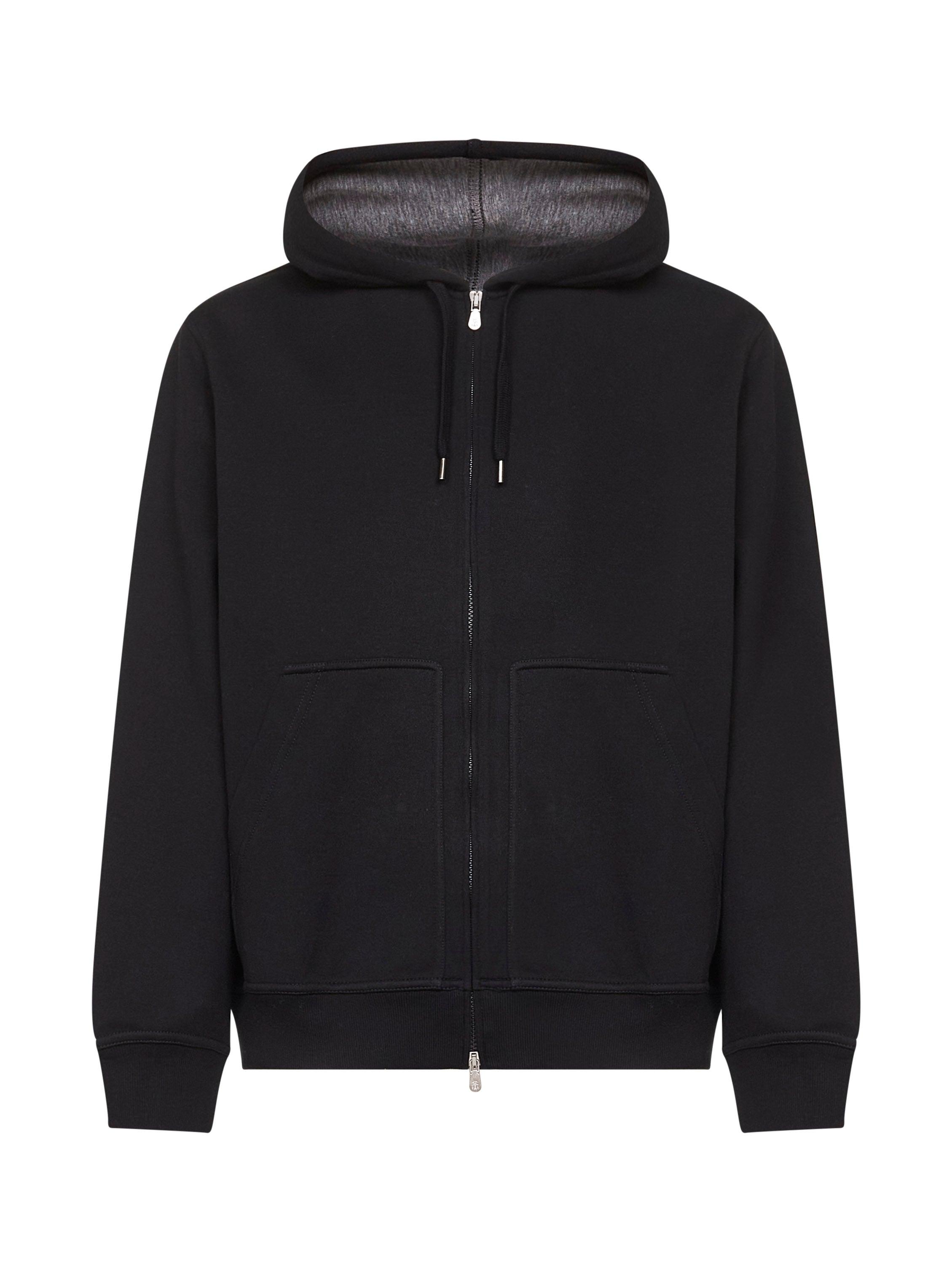 パーカー・フーディ BRUNELLO CUCINELLI Cotton fleece topwear with zip and hood Brunello Cucinelli - Black Cotton & Silk Zip Spa Hoodie