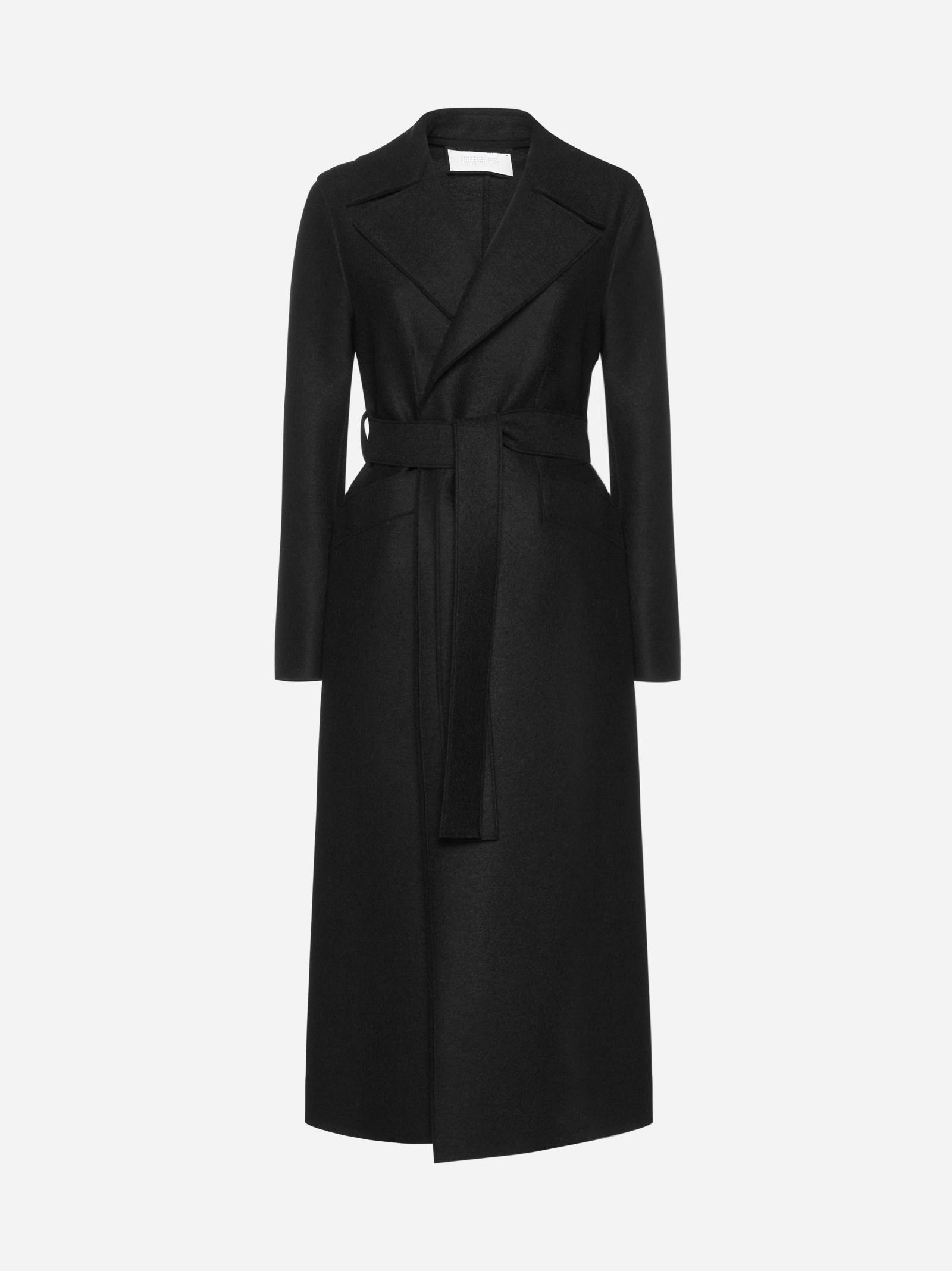 black maxi coat wool