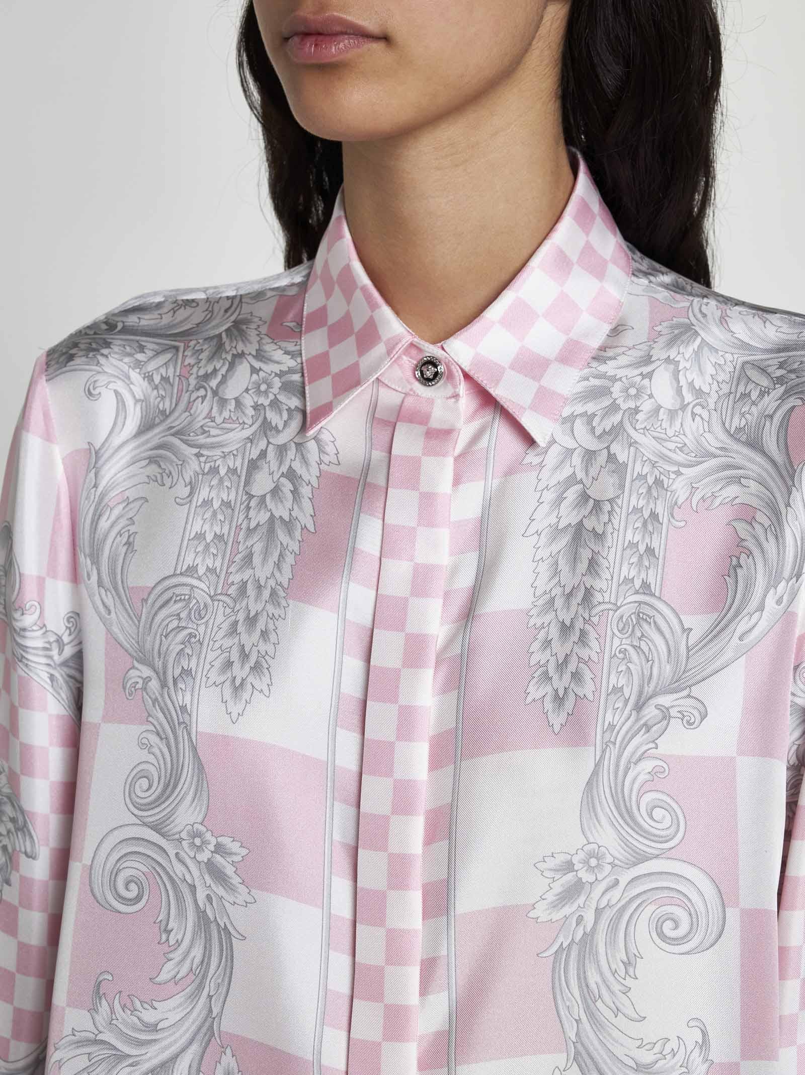 Versace Barocco-print checked shirt - Pink
