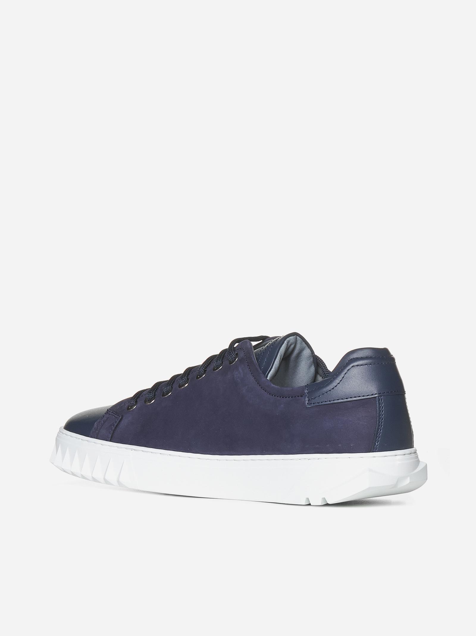 Ferragamo Cube Leather Sneakers in Blue for Men | Lyst