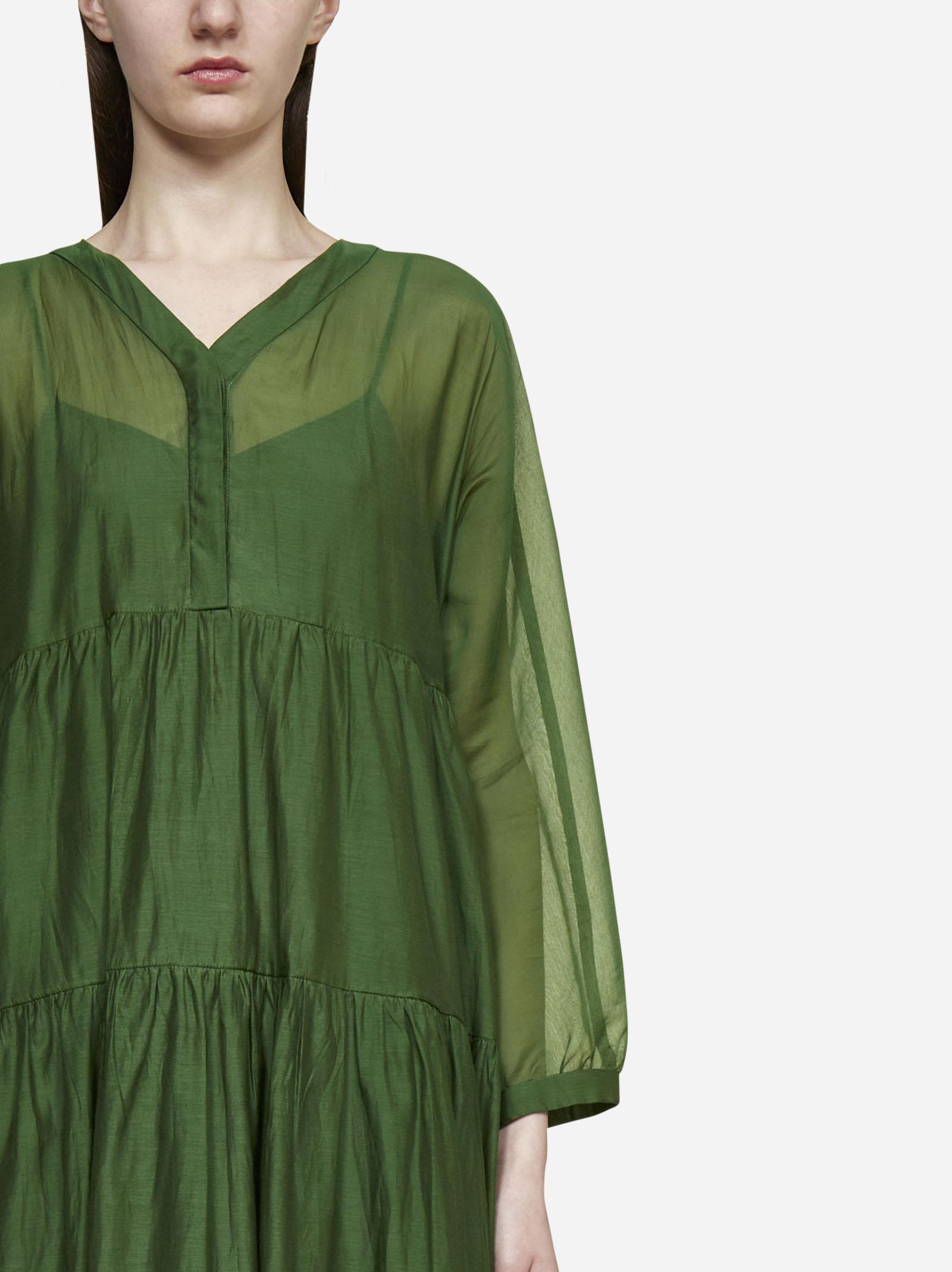 Max Mara Sesamo Cotton And Silk Dress in Green Lyst UK