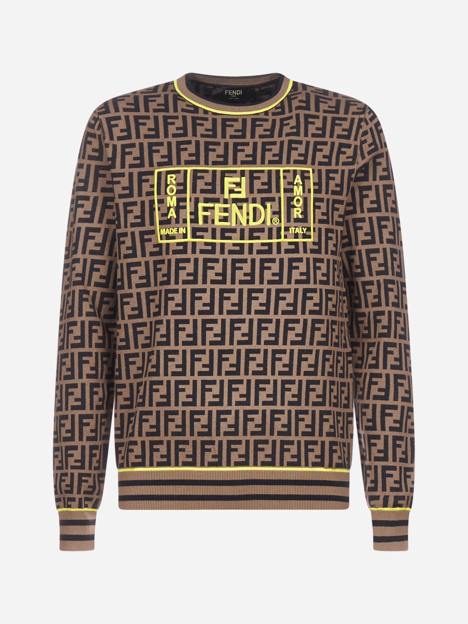 Fendi Roma Amor Ff-motif Knit Stretch Sweater for Men | Lyst
