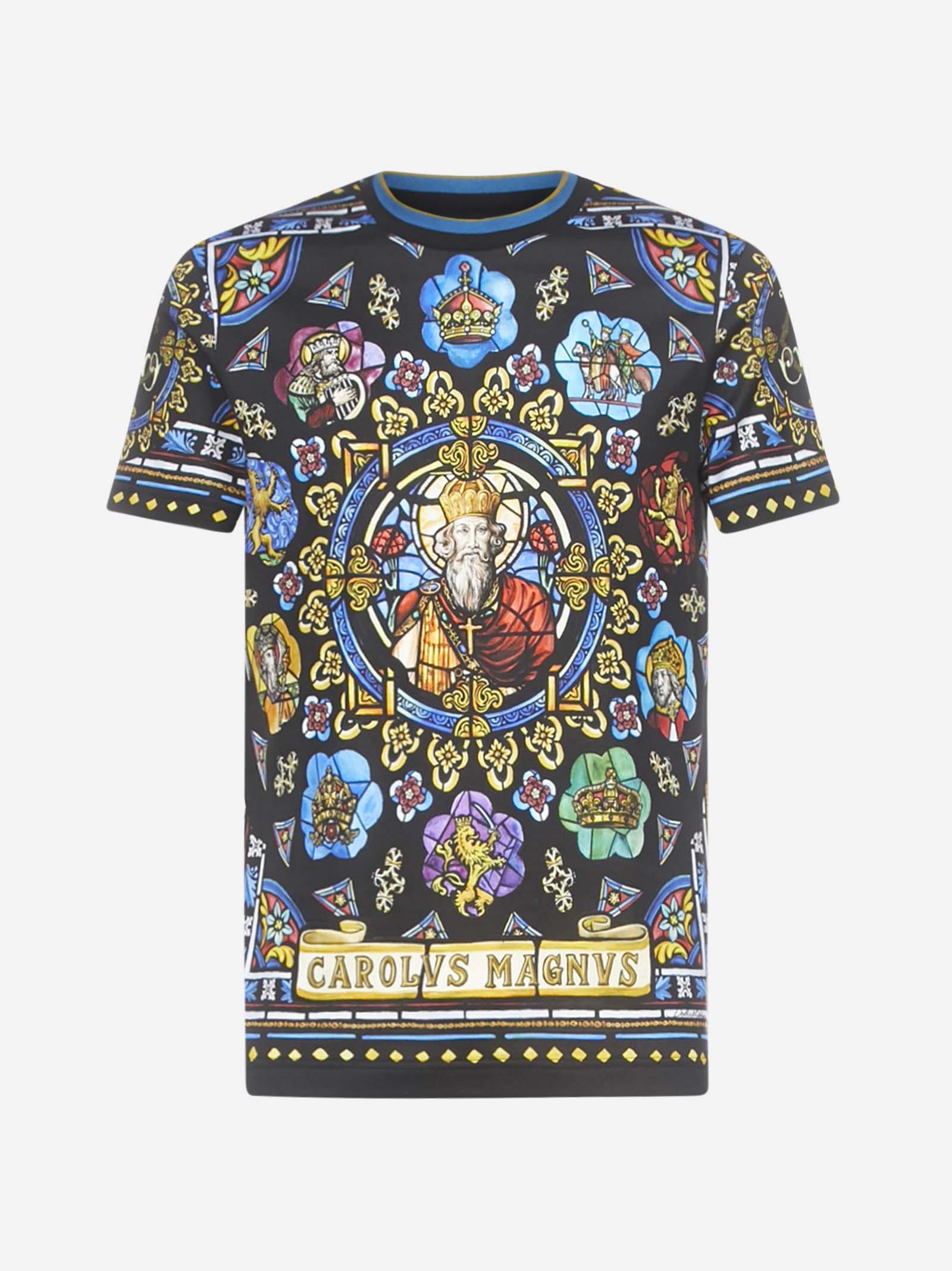 Dolce & Gabbana Carlo Magno Print Cotton T-shirt in Blue for Men - Lyst