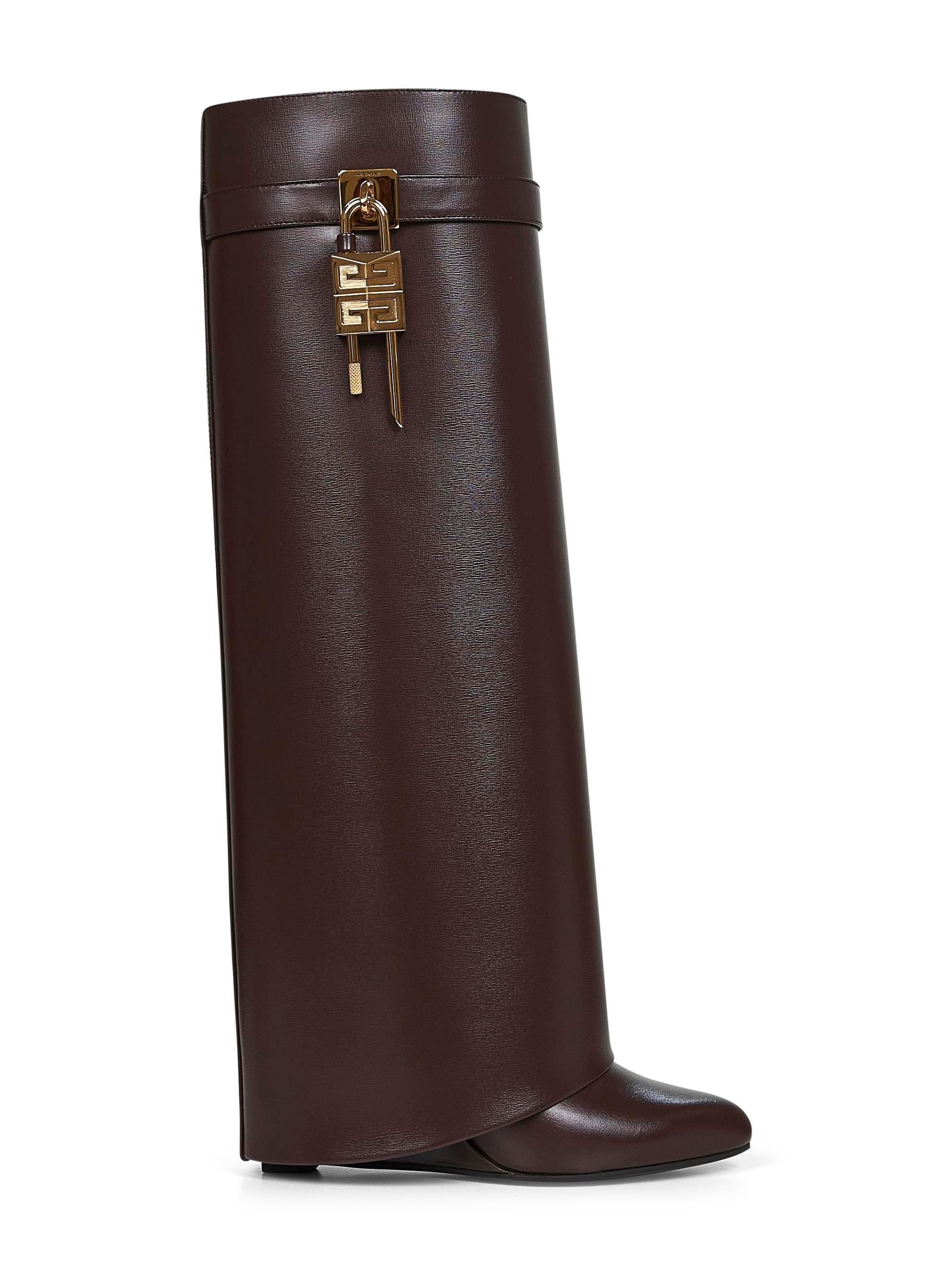 Givenchy Leather Shark Lock Boots in Brown Lyst UK