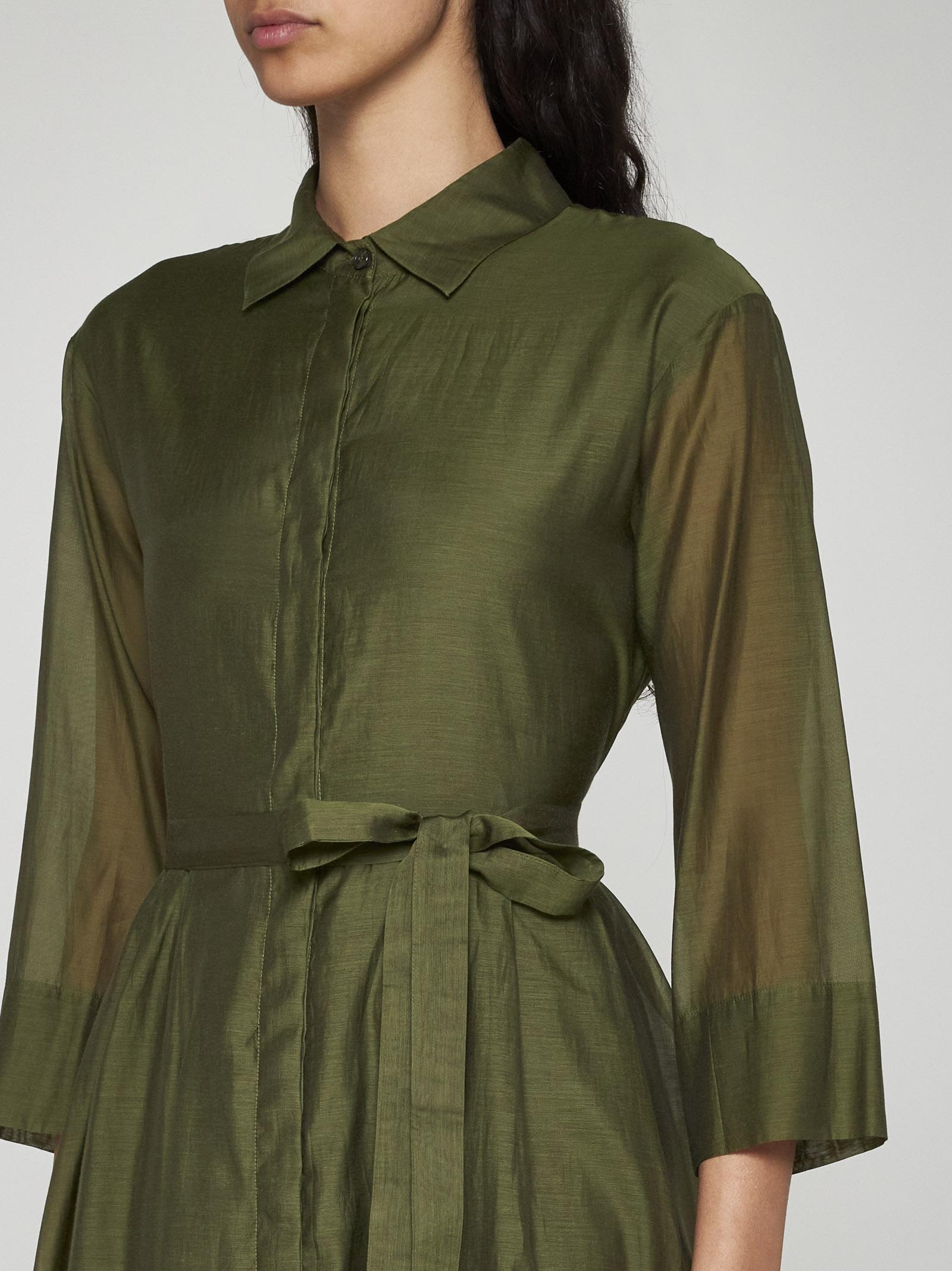 Max Mara Sial Cotton And Silk Shirt Dress in Green | Lyst Max Mara Sial Cotton And Silk Shirt Dress in Green | Lyst