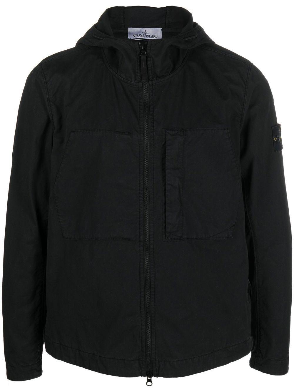 Stone Island Logo Patch Zip Up Lightweight Jacket Black for Men | Lyst