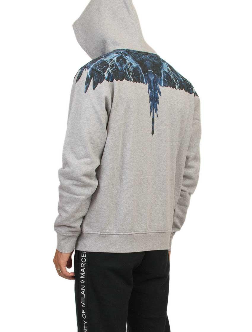 Marcelo Burlon Cotton 'amell' Hoodie in Gray for Men - Lyst
