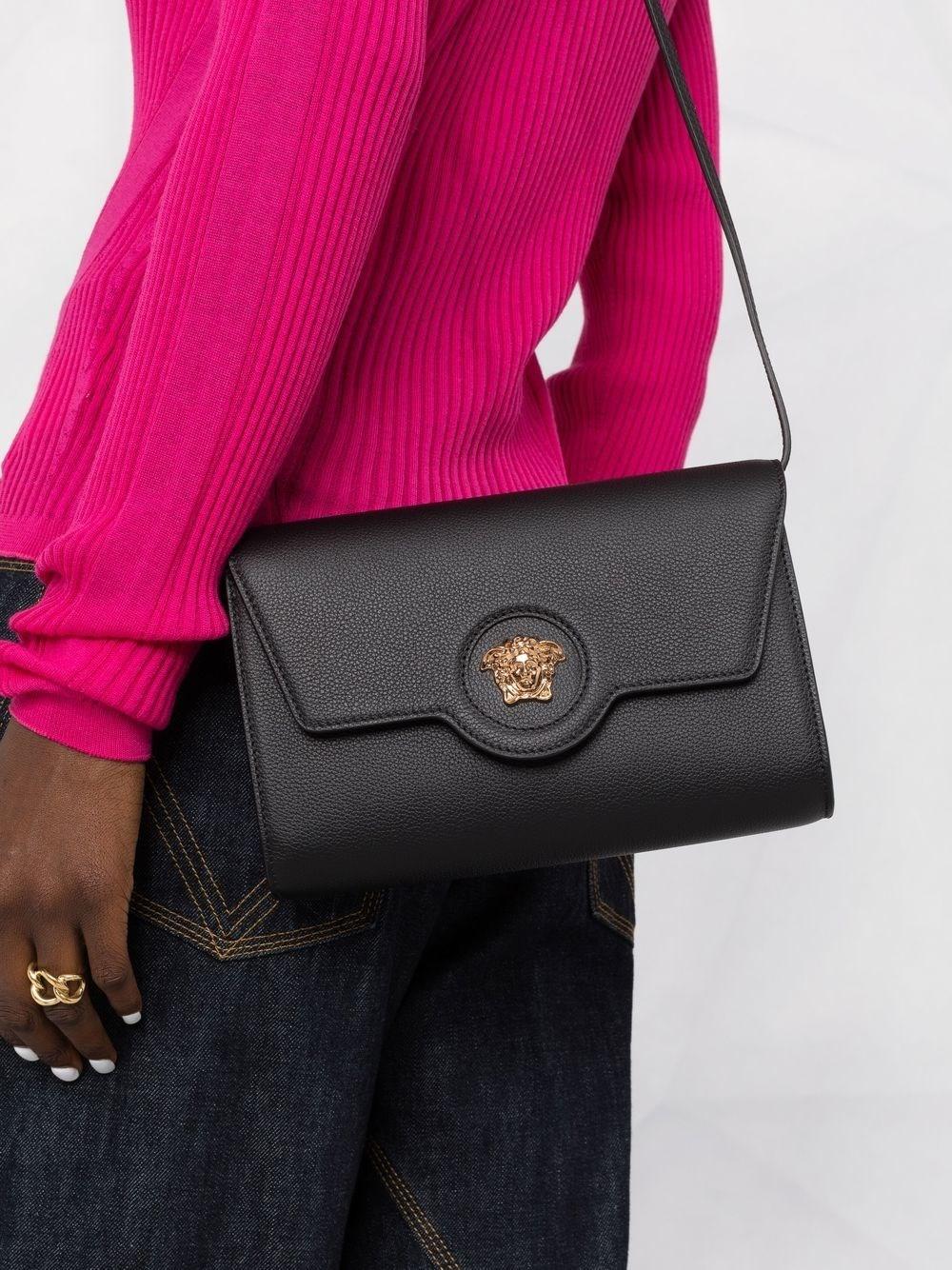 Versace Women's Black Medusa Textured Leather Crossbody Bag
