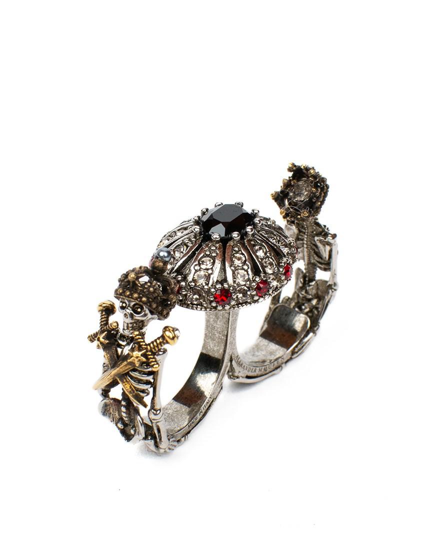 Alexander McQueen Queen & King Multi-finger Ring in Metallic - Lyst