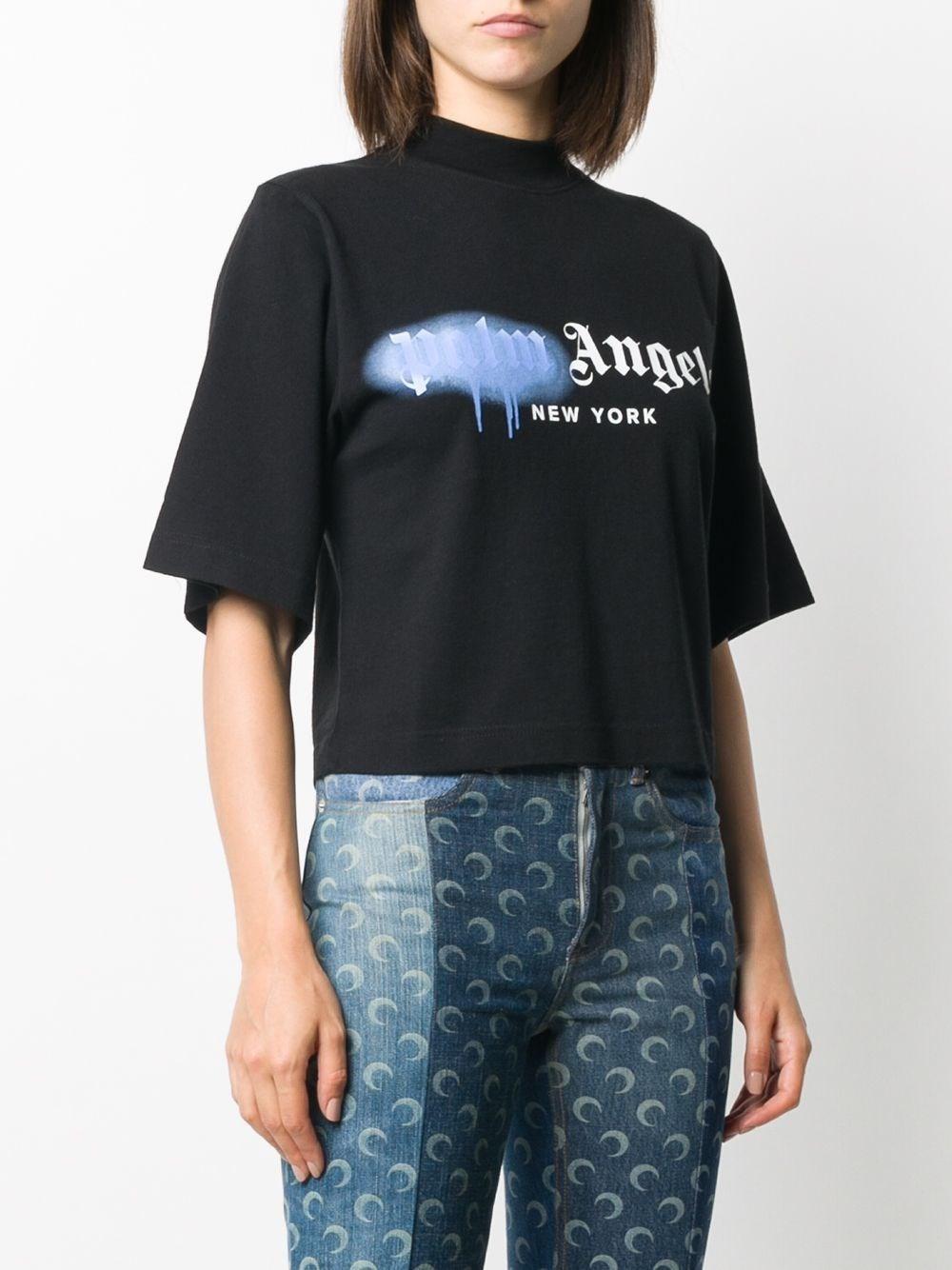 Palm Angels Cotton Sprayed Logo T-shirt in Black - Lyst