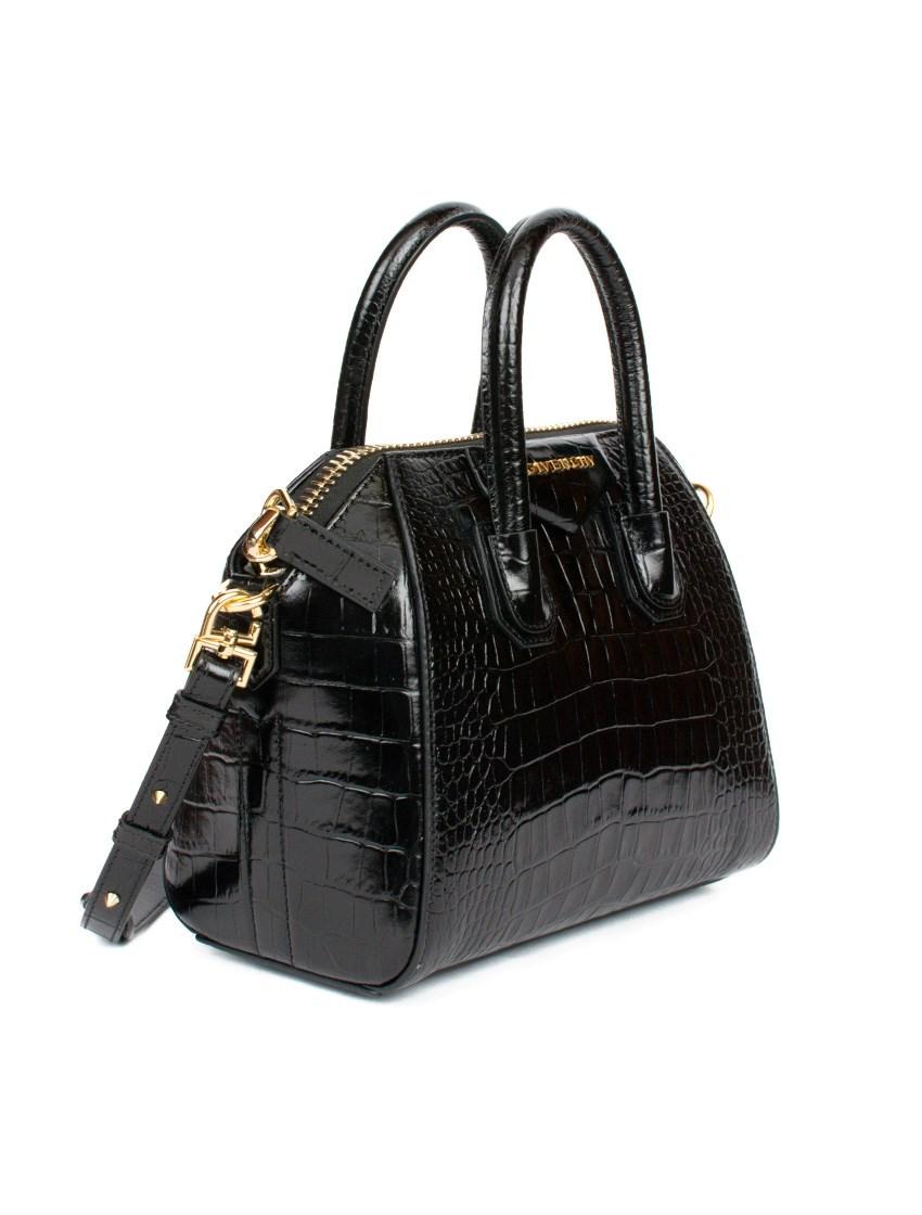 Givenchy Antigona Mini Croc-effect Leather Bag in Black - Lyst