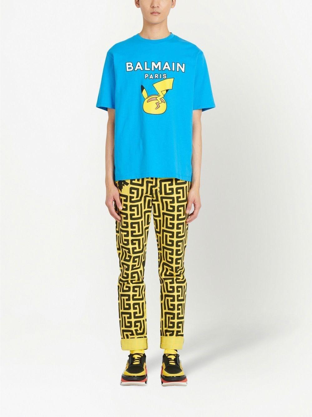 Balmain x Pokémon Pikachu-print short sleeve shirt - Yellow