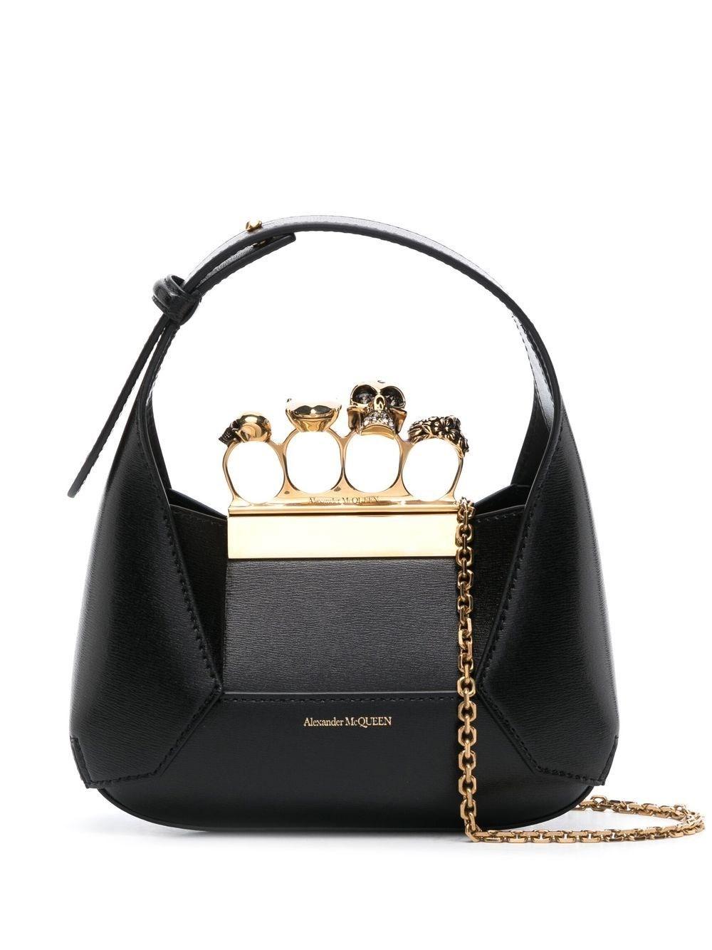 Alexander McQueen The Jewelled Hobo Mini Bag In Black And