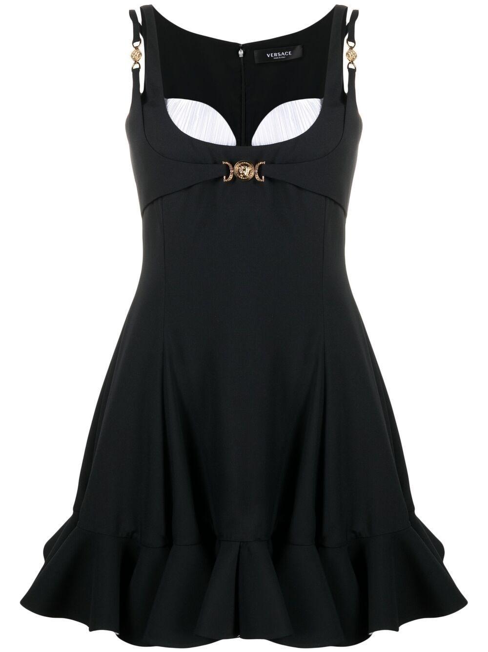 Versace Medusa Crepe Satin Mini Dress in Black | Lyst